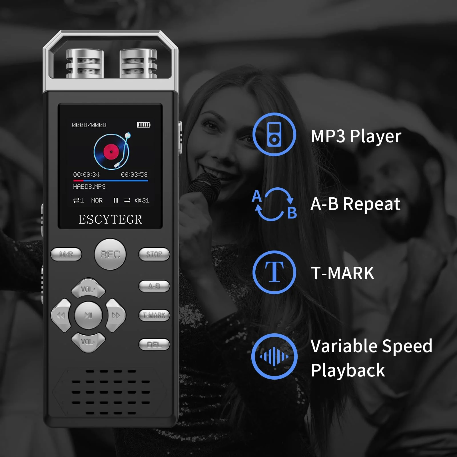80GB Digital Voice Activated Recorder 1536KBPS Audio Voice Recorder with Playback Recording Device Dictaphone Sound Tape Recorder with Password Protection for Lectures,Meetings 80GB - Image 4