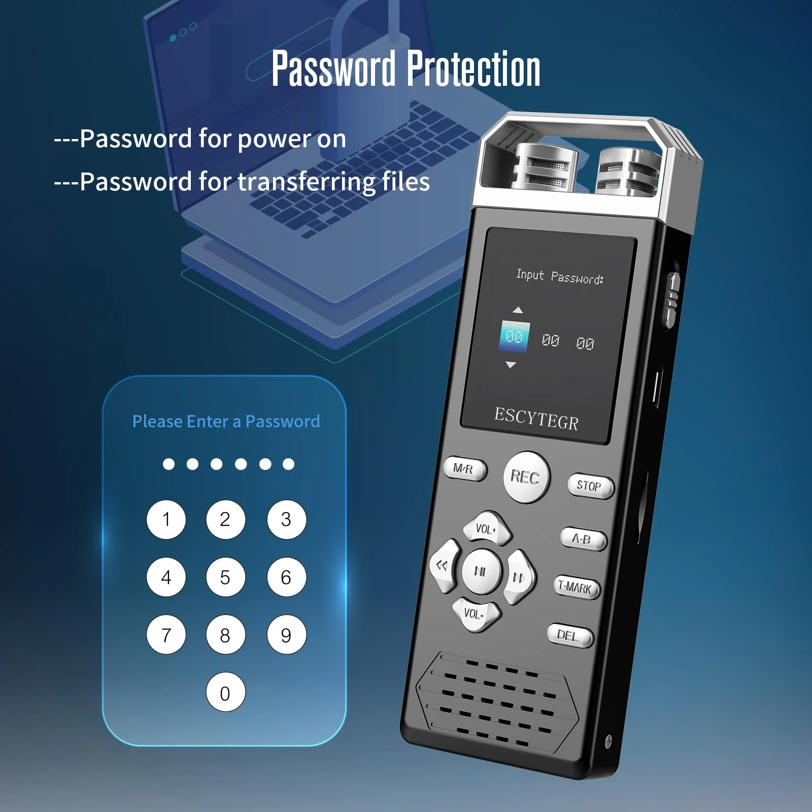 80GB Digital Voice Activated Recorder 1536KBPS Audio Voice Recorder with Playback Recording Device Dictaphone Sound Tape Recorder with Password Protection for Lectures,Meetings 80GB - Image 5