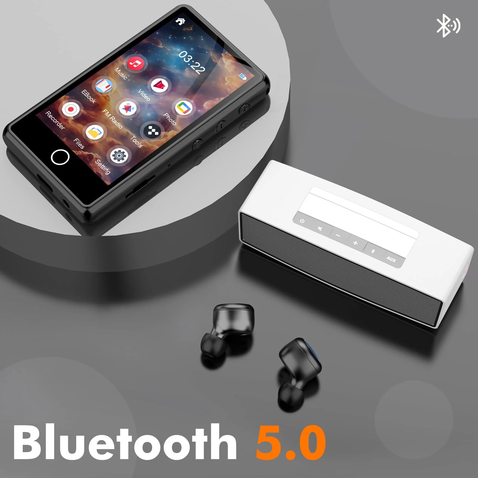 80GB MP3 Music Player with Bluetooth, 3-inch Portable MP4 Player Support All Formats Video with Built-in Speaker, FM Radio, Video, E-Book, Recording. Expandable up to 256GB, Black - Image 2