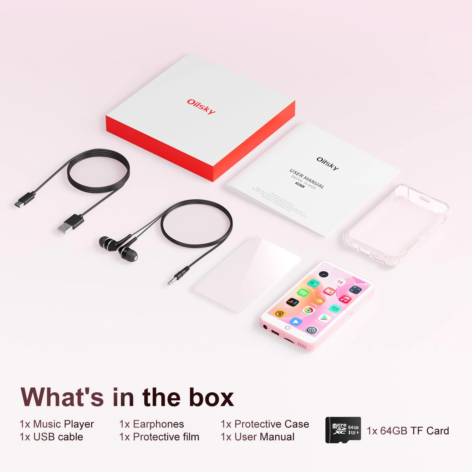 80GB MP3 Player with Bluetooth and WiFi, Android Player with Speaker Mp3 & Mp4 Music Player with Spotify, Amazon Music, Browser, Deezer, 4.0" Touch Screen, Download Music,Up to 512GB(Pink) Pink - Image 8