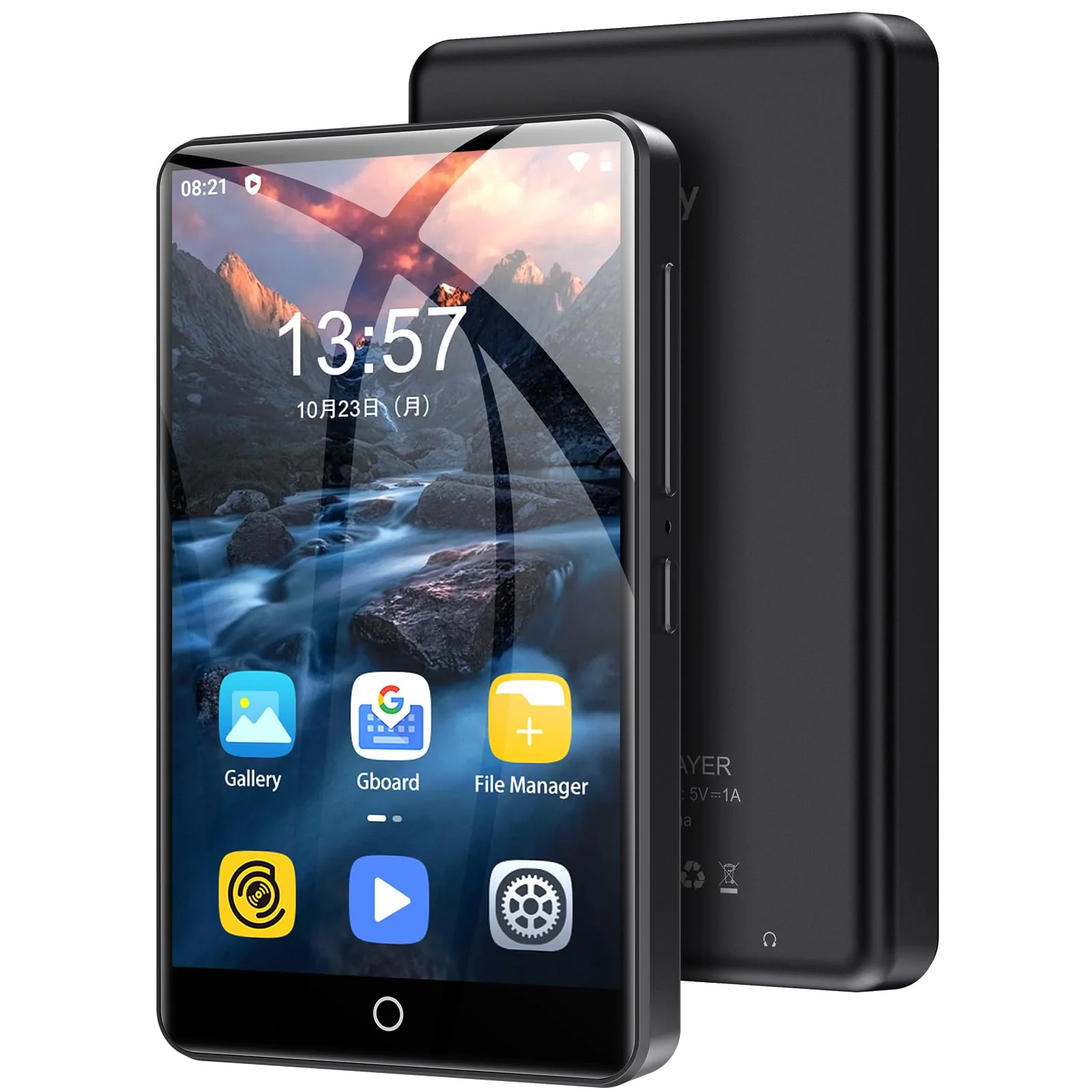 80GB MP3 Player with Bluetooth and WiFi, Android Player with Speaker Mp3 & Mp4 Music Player with Spotify, Amazon Music, Deezer, Browser, 4.0" Touch Screen, Download Music, FM Radio,Up to 512GB(Black) Black