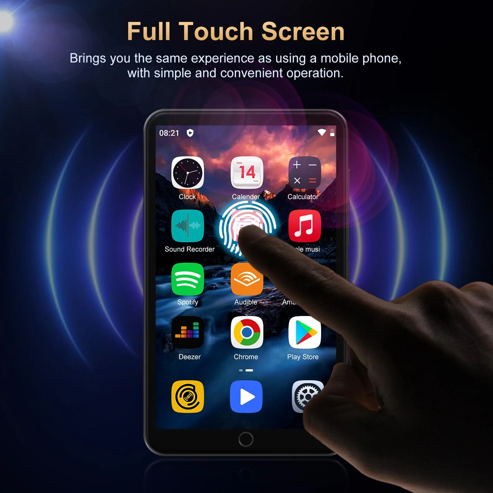 80GB MP3 Player with Bluetooth and WiFi, Android Player with Speaker Mp3 & Mp4 Music Player with Spotify, Amazon Music, Deezer, Browser, 4.0" Touch Screen, Download Music, FM Radio,Up to 512GB(Black) Black - Image 8