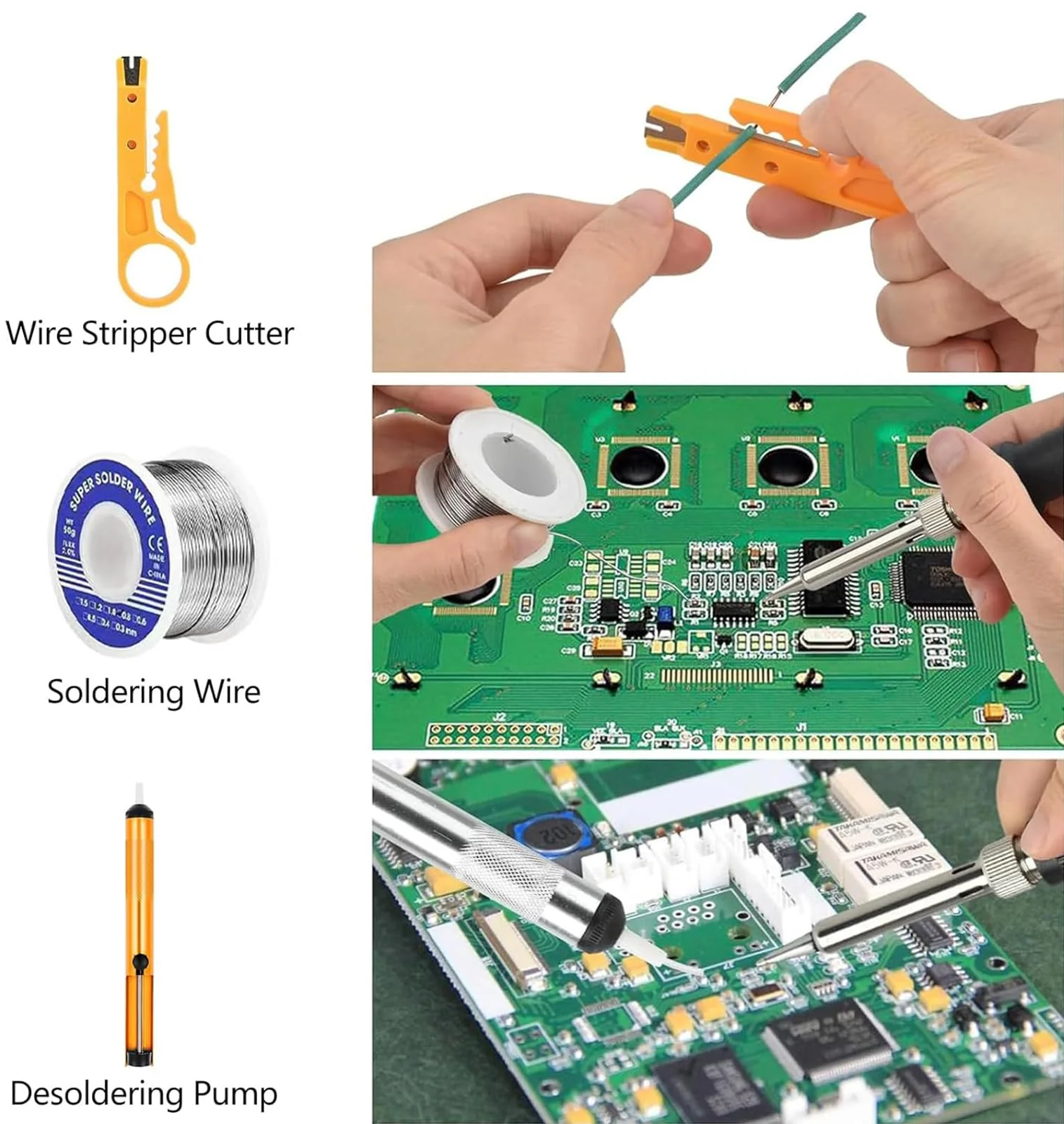 80W Adjustable Soldering Iron Set with LCD Display, Temperature Range 180-520°C, Desoldering Pump, 5 Soldering Tips, Soldering Iron Stand, for Electronic Repairs & DIY Projects - Image 5
