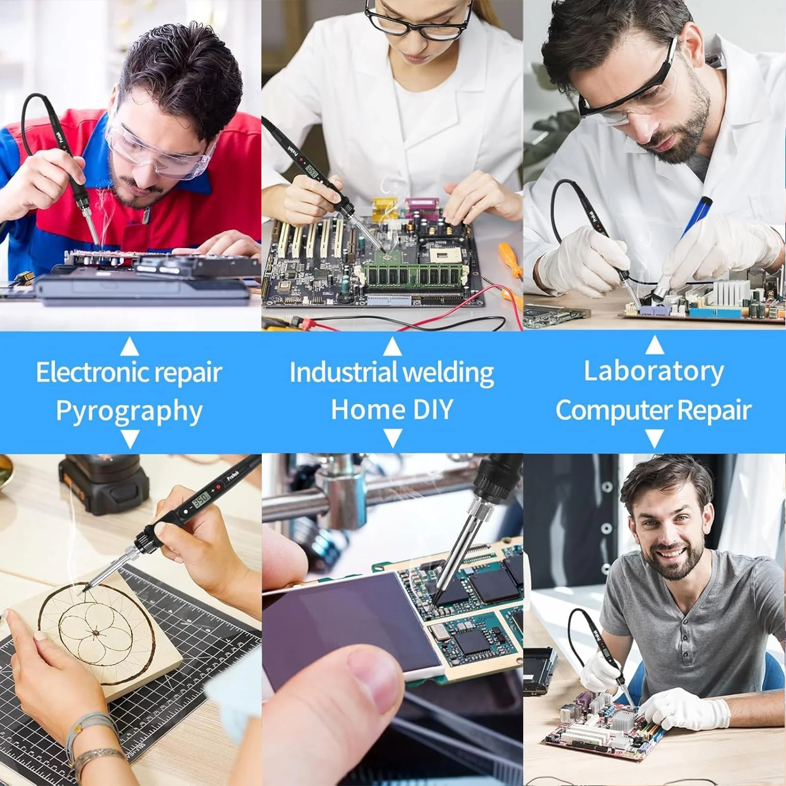 80W Adjustable Soldering Iron Set with LCD Display, Temperature Range 180-520°C, Desoldering Pump, 5 Soldering Tips, Soldering Iron Stand, for Electronic Repairs & DIY Projects - Image 9