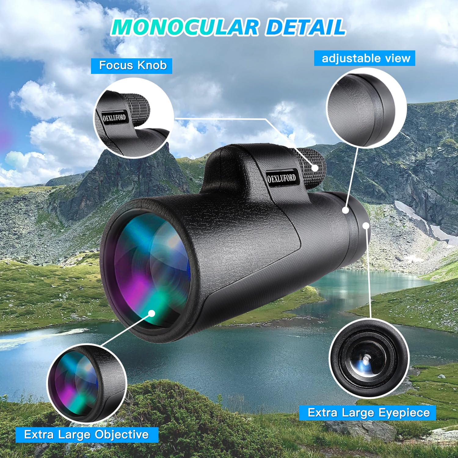 80X100 Monocular for Adults - Monocular Telescope High Definition with Smartphone Holder & Tripod, High Power Monoculars for Adults Watching Hunting Camping Hiking Travling with Zoom Focus - Image 2
