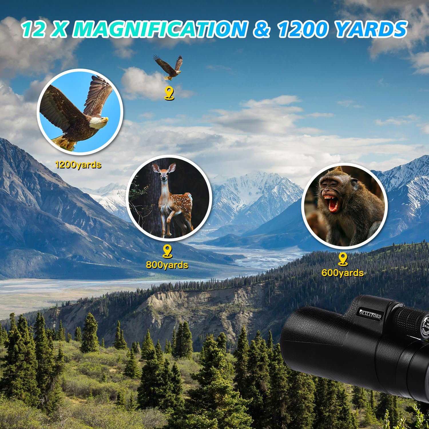 80X100 Monocular for Adults - Monocular Telescope High Definition with Smartphone Holder & Tripod, High Power Monoculars for Adults Watching Hunting Camping Hiking Travling with Zoom Focus - Image 3