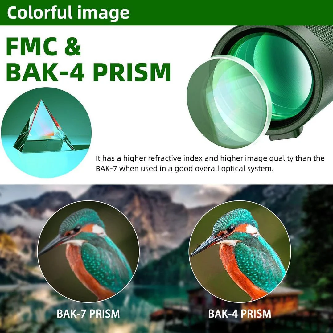 80x100 Monocular Telescope for Adults–High-Powered Green Lens Compact Monocular with Tripod & Smartphone Adapter for Bird Watching, Hunting, Hiking, Camping, Stargazing, Travel, and Outdoor Adventures - Image 3