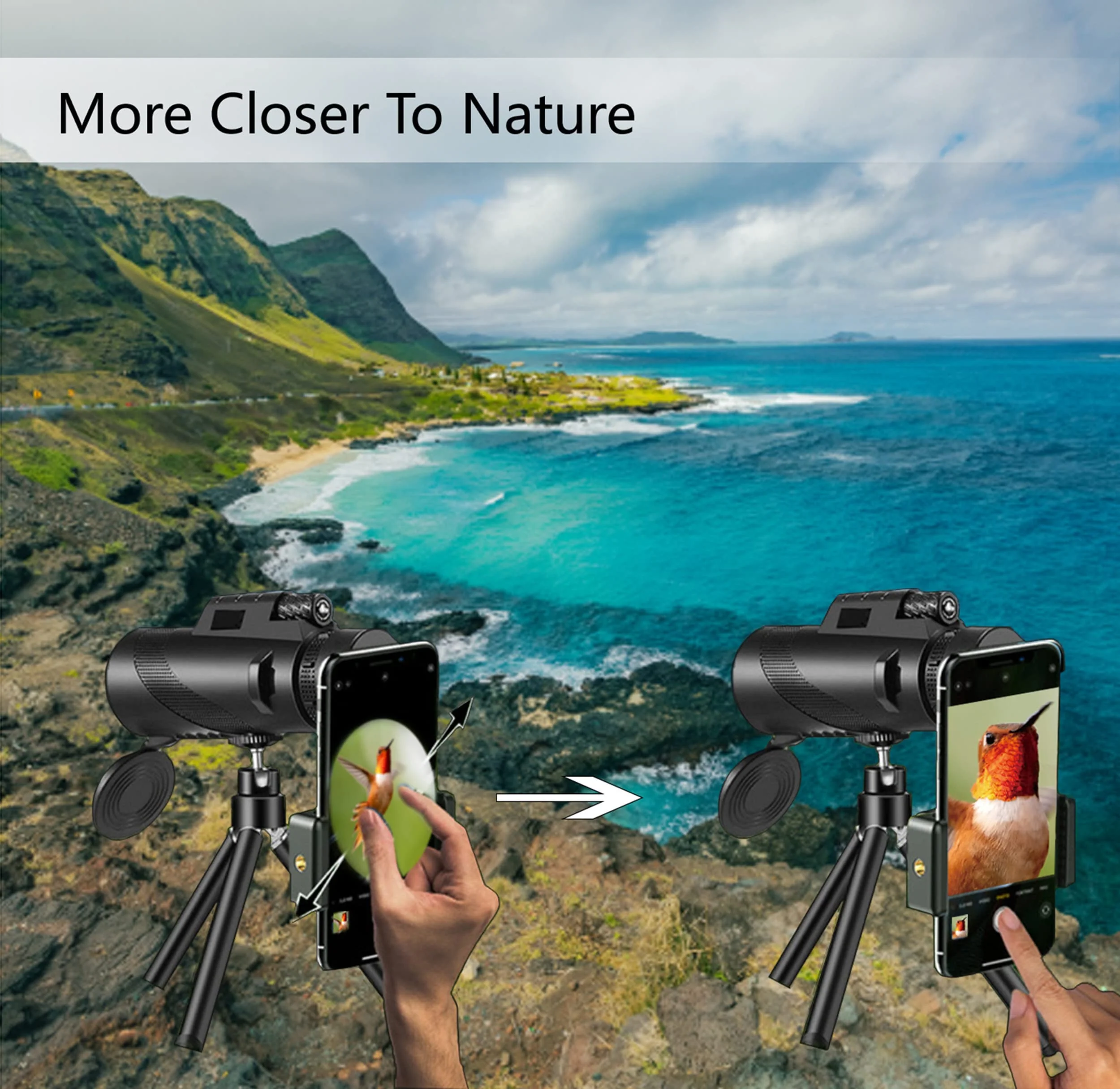 80x100 Monocular-Telescope High Powered for Smartphone Monoculars for Adults High Definition Monocular Telescope for Stargazing Hunting Wildlife Bird Watching Travel Camping Hiking Black-hu7 - Image 7