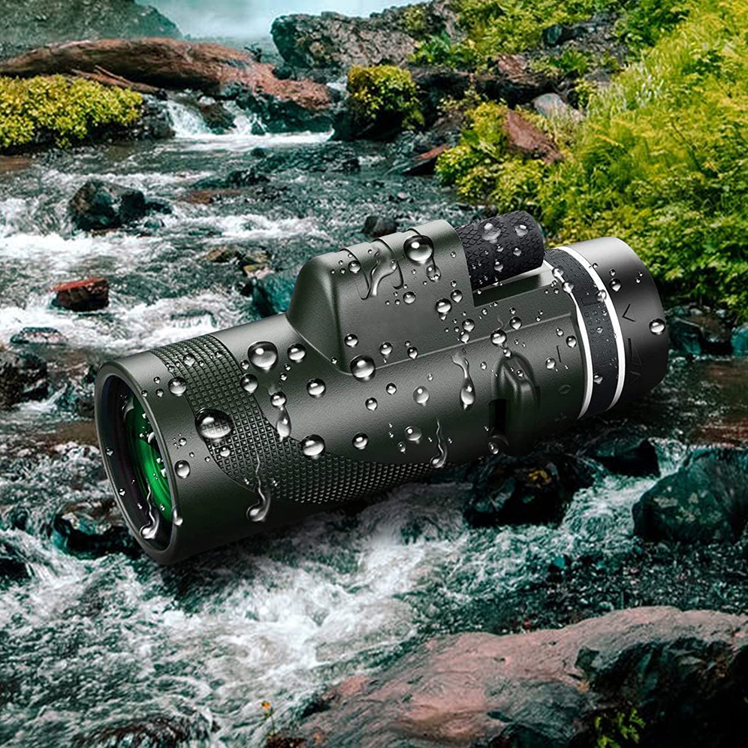 80x100 Monocular-Telescope High Powered Monocular for Adults Monocular for Smartphone Adapter Monocular Telescope Hunting Wildlife Bird Watching Travel Camping Hiking Green - Image 7