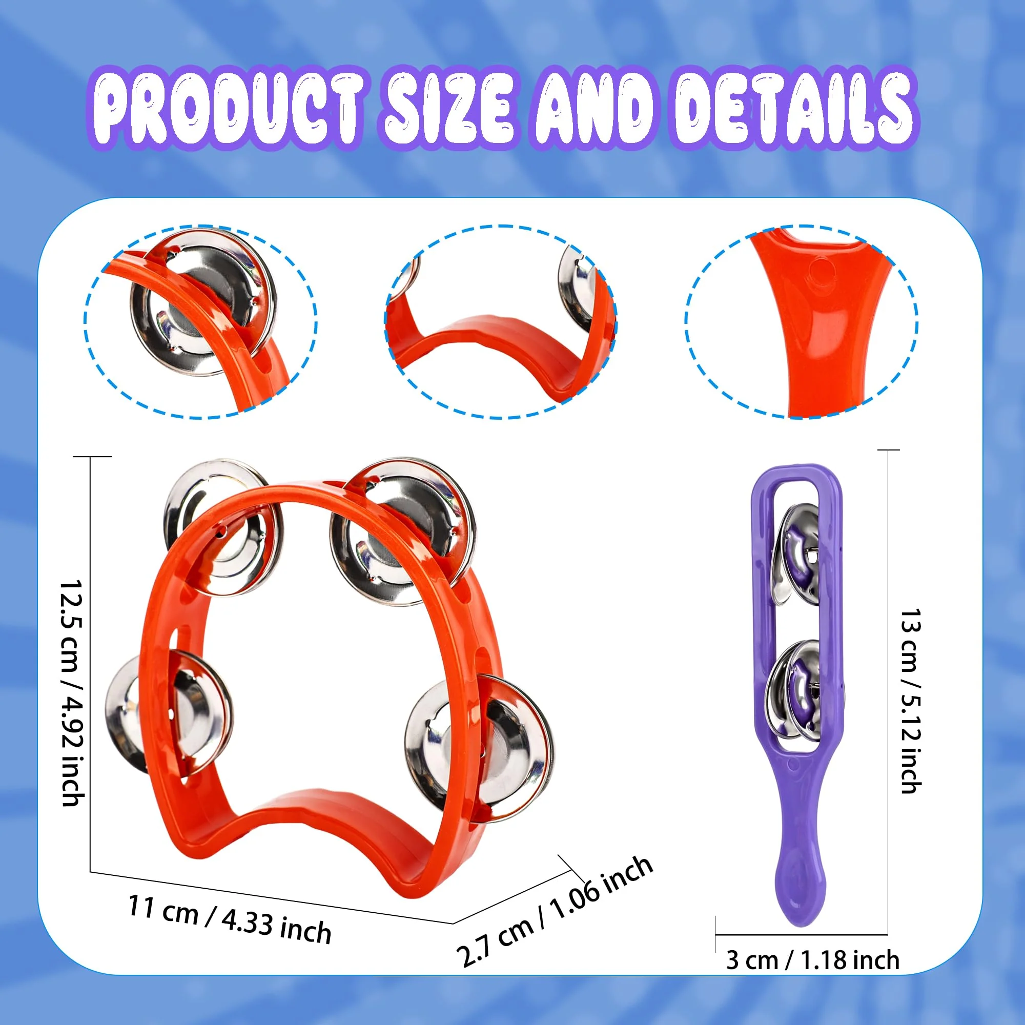 84 Pcs Shaker Musical Instruments for Kids 42 Plastic Handheld Tambourine Bells 42 Colorful Cymbals Percussion Noise Makers Rhythm Toy Set for Church Preschool Classroom - Image 2