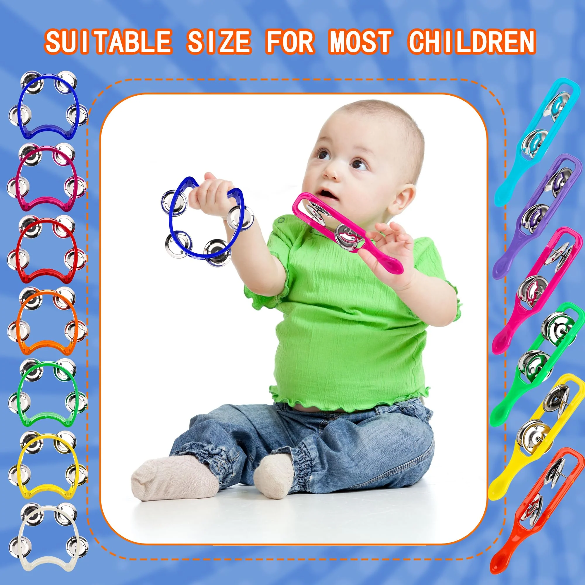 84 Pcs Shaker Musical Instruments for Kids 42 Plastic Handheld Tambourine Bells 42 Colorful Cymbals Percussion Noise Makers Rhythm Toy Set for Church Preschool Classroom - Image 4