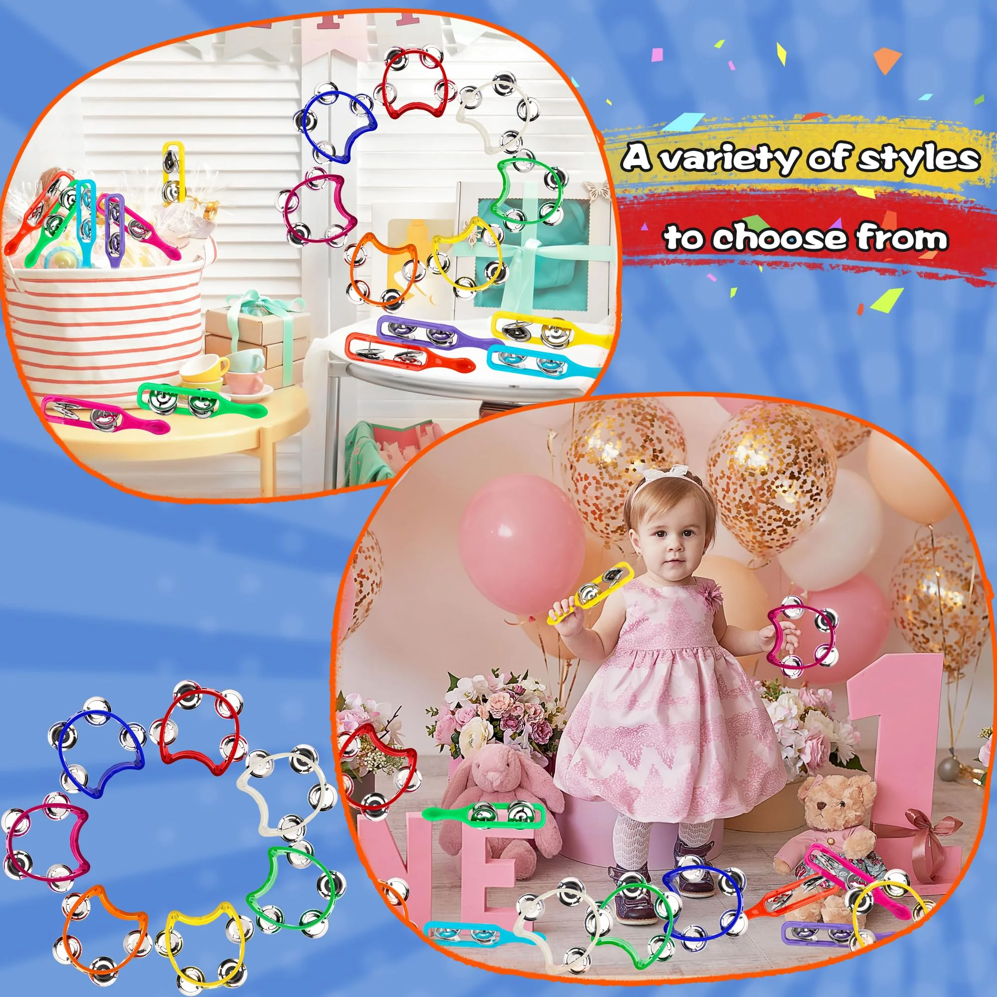 84 Pcs Shaker Musical Instruments for Kids 42 Plastic Handheld Tambourine Bells 42 Colorful Cymbals Percussion Noise Makers Rhythm Toy Set for Church Preschool Classroom - Image 5