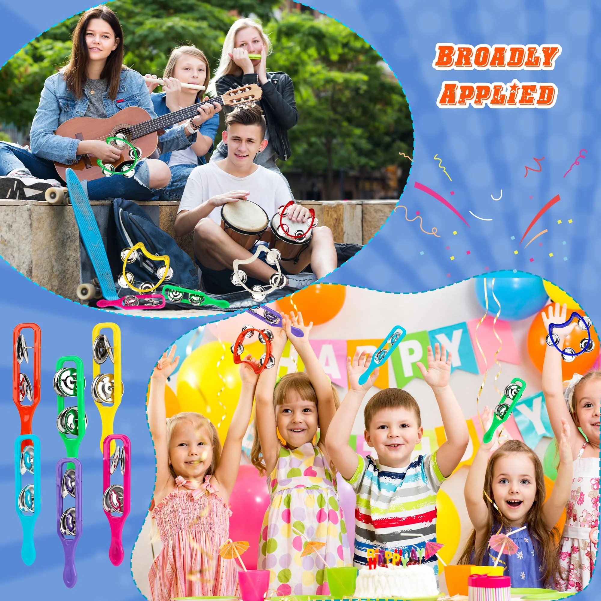 84 Pcs Shaker Musical Instruments for Kids 42 Plastic Handheld Tambourine Bells 42 Colorful Cymbals Percussion Noise Makers Rhythm Toy Set for Church Preschool Classroom - Image 7