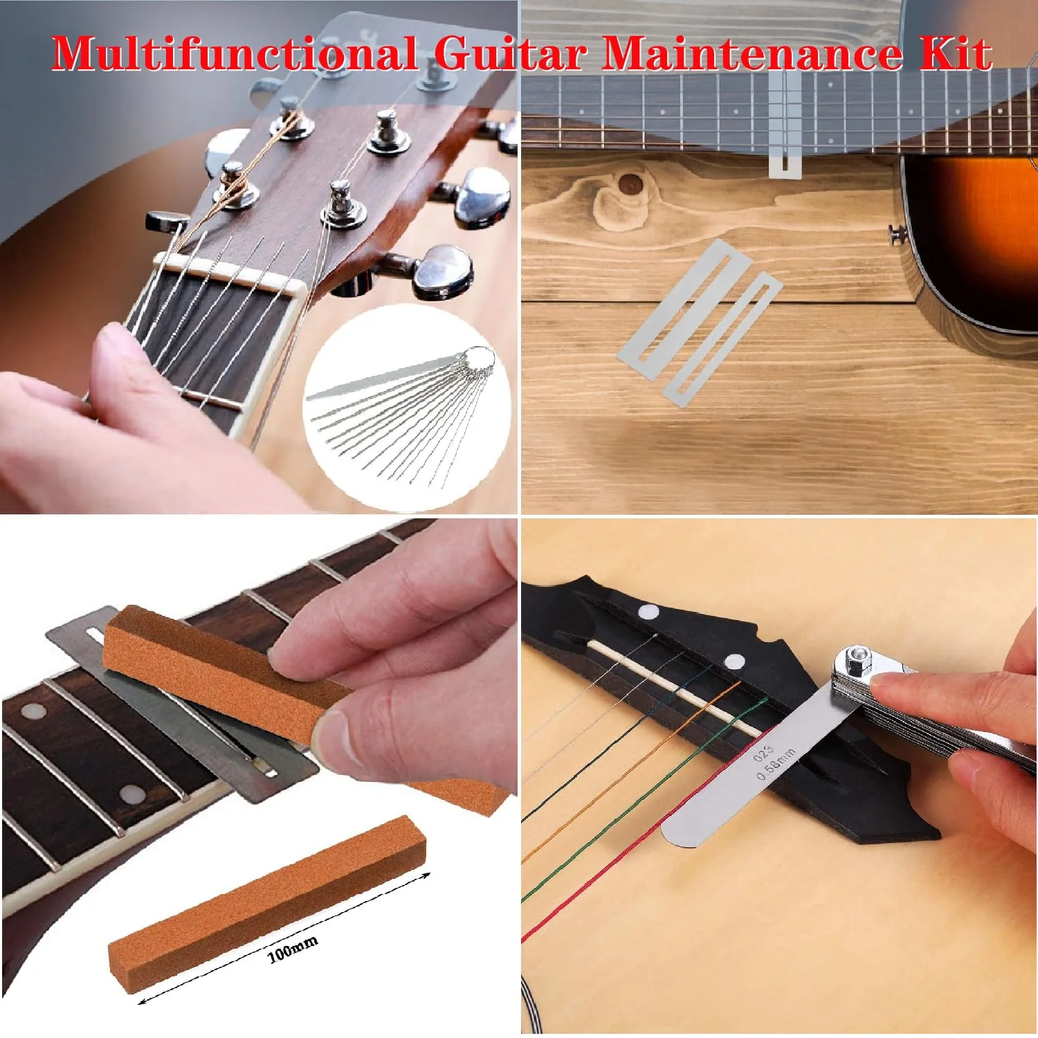 84Pcs Guitar Tool Kit, Guitar Cleaning Kit, Guitar Accessories Guitar Setup Kit, Guitar Repair Kit for Acoustic Electric Guitar Ukulele Bass Banjo, Guitar Maintenance Kit Guitar Gifts for Musicians - Image 3