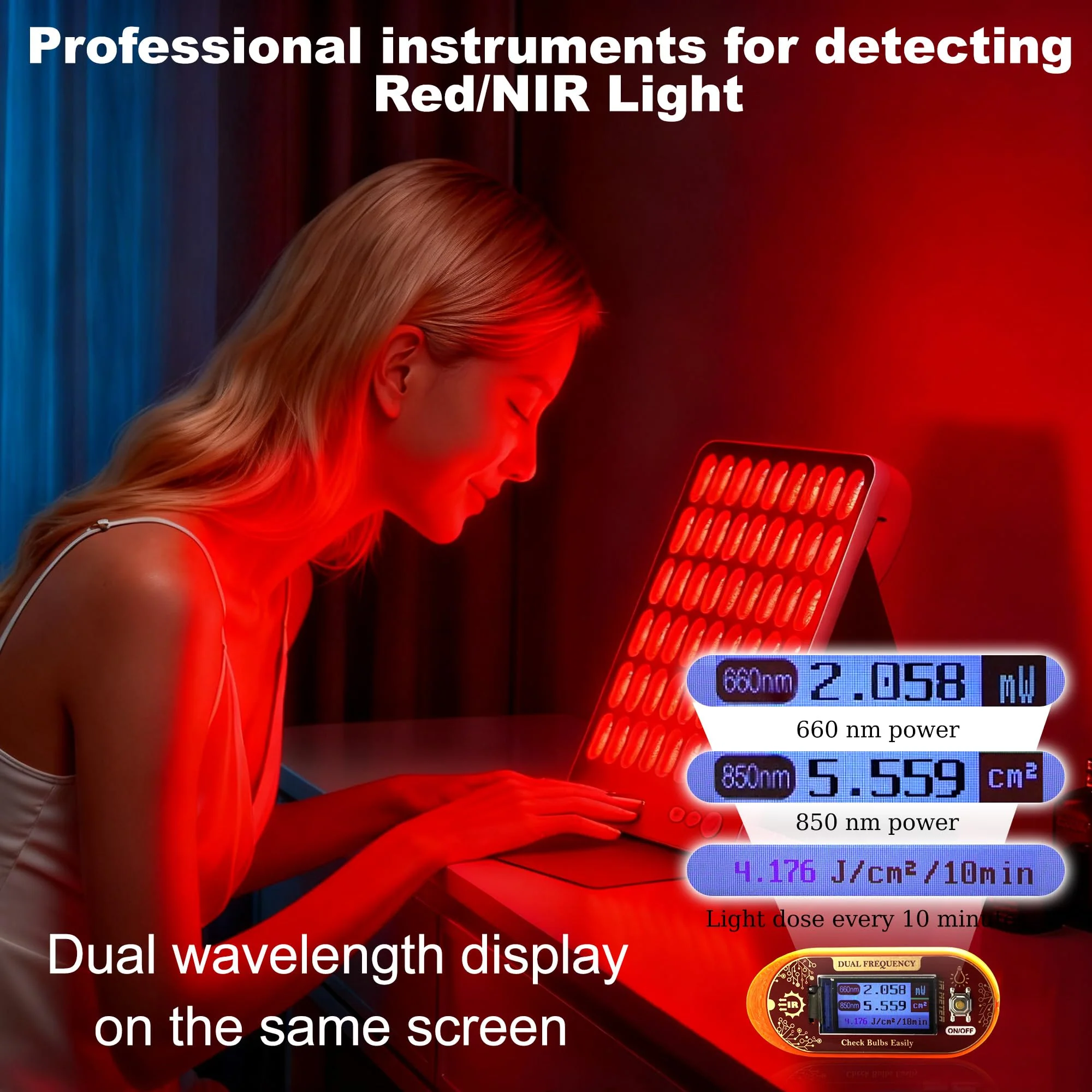 850nm & 660nm Red/NIR Light Irradiance Meter Tester – Professional Dual-Wavelength Radiometer - Image 2