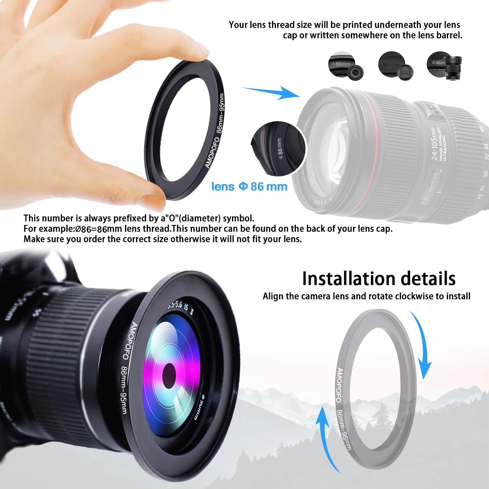 86mm to 95mm Step-Up Ring Filter adapter/86mm to 95mm Camera Filter Ring for 95 mm UV,ND,CPL,Metal Step Up Ring 86mm to 95mm - Image 4