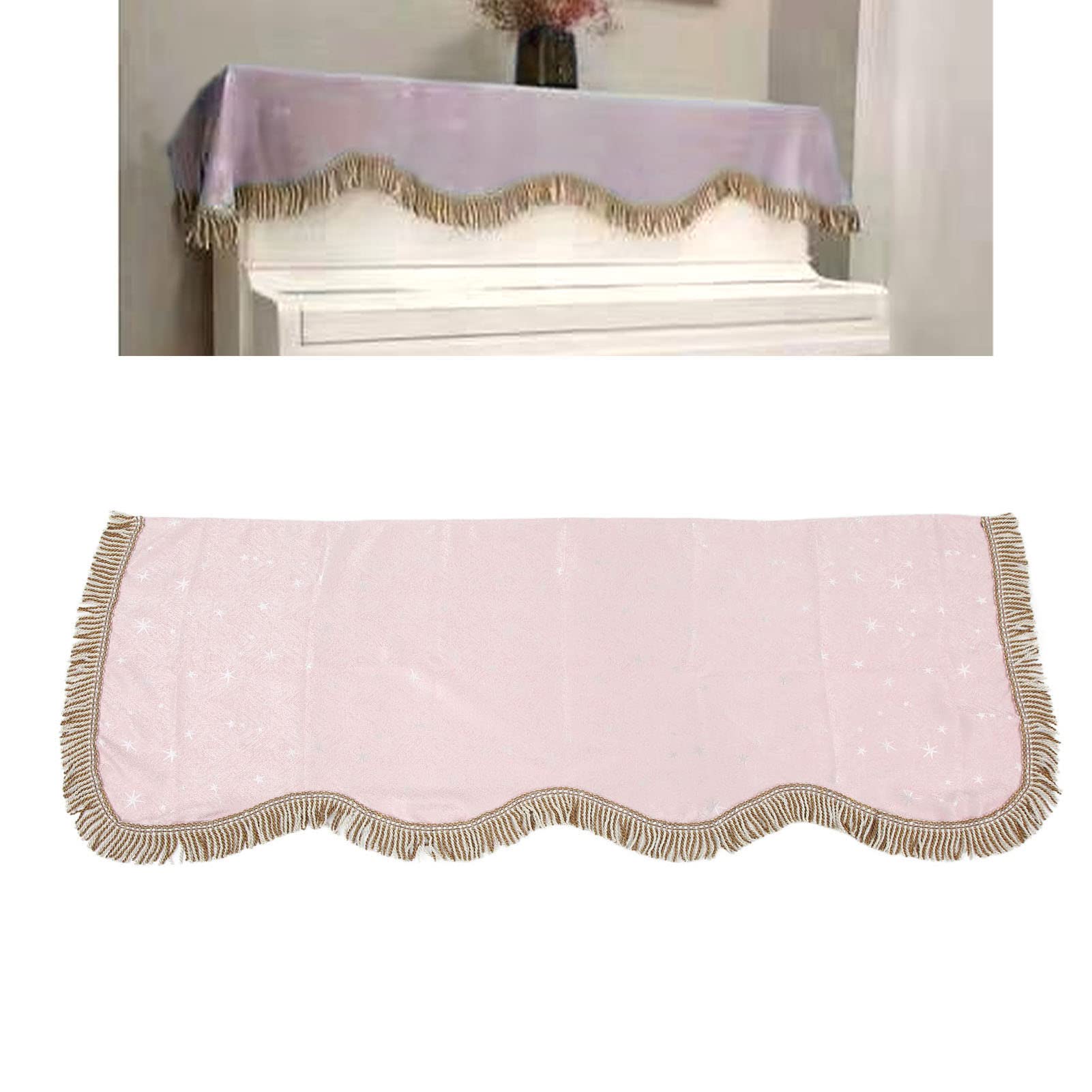 88 Key Piano Cloth,Golden Velvet Piano Cover,Keyboard Protective Cover with Tassel Decoration() Pink - Image 7