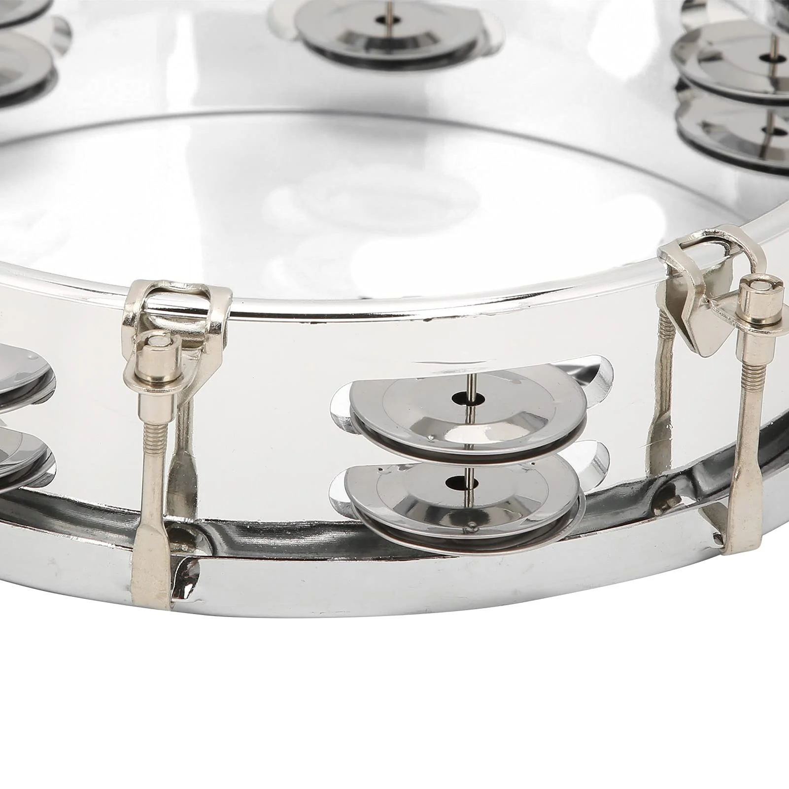 8in Tambourine Adjustable Tone Hand Drum Hand Held Percussion Educational Musical Instrument Cymbal Bells Double Row Jingle Bells with Drum Key(Transparent) Transparent - Image 6