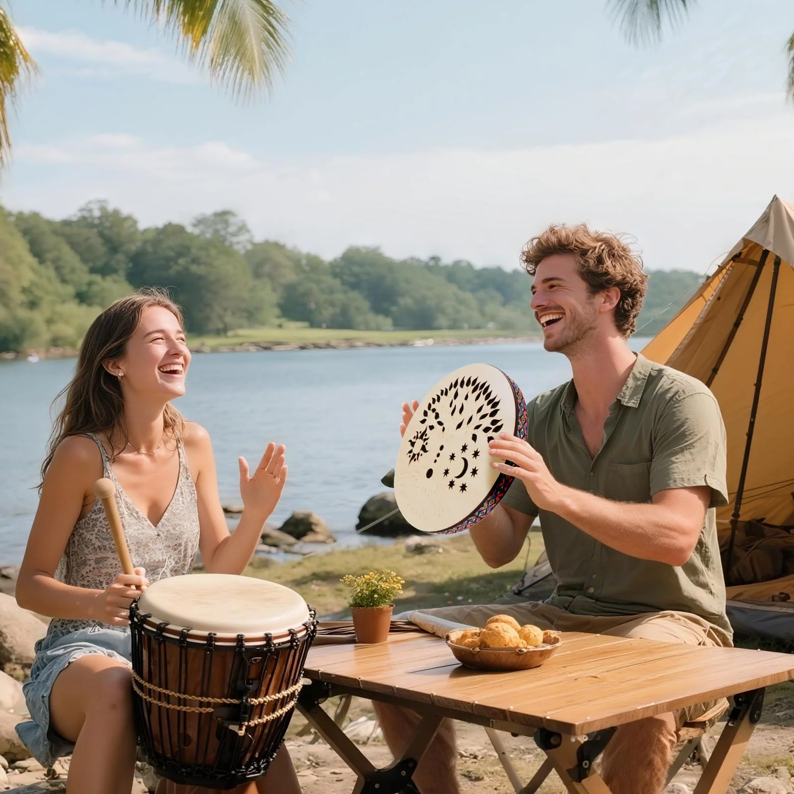 8INCH Ocean Drum,Water Stream Drum,Rain Disk "Water-Fall",Sound Healing,Onomatopoeic Music,For Performance Accompaniment（Tree of Life） 8 INCH - Image 3