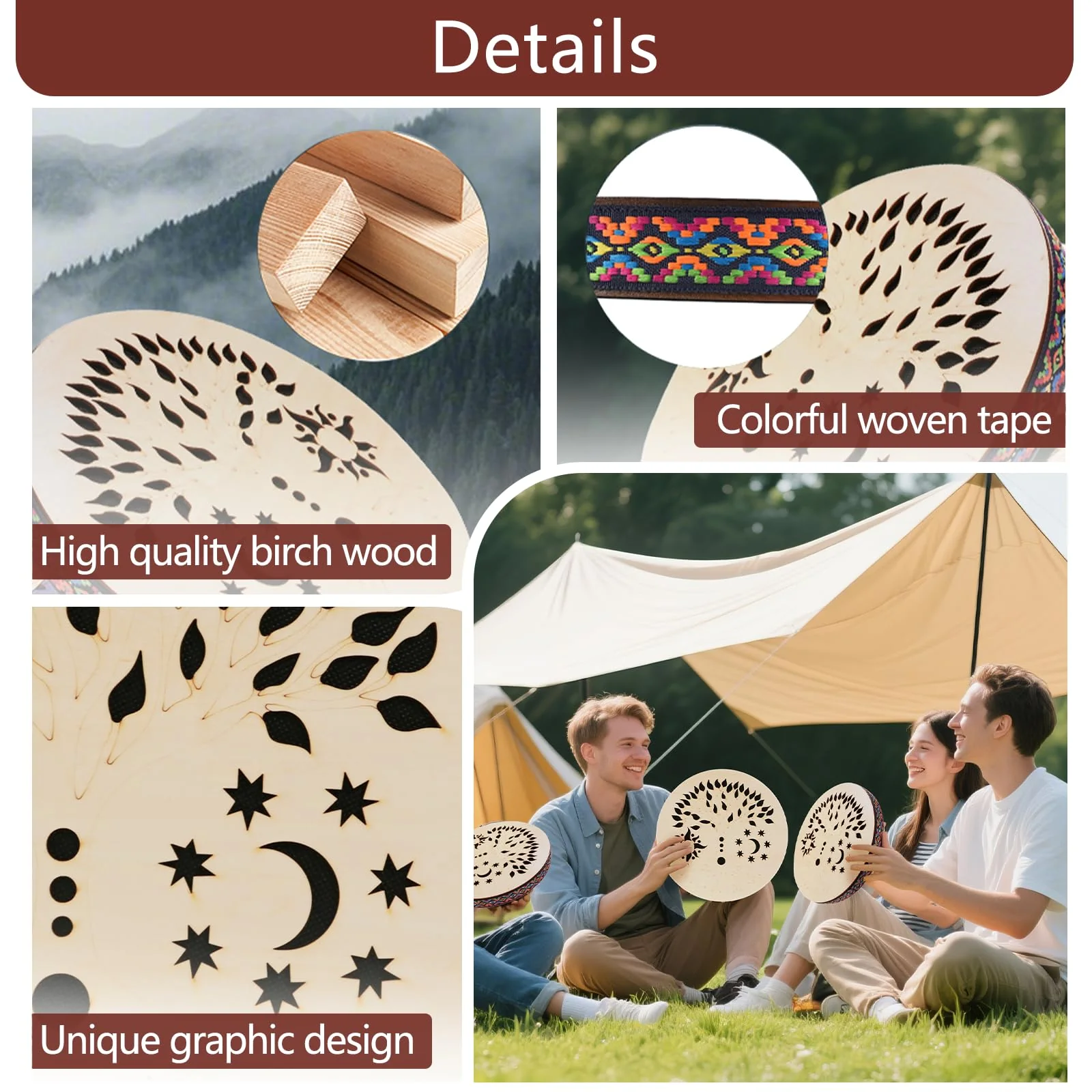 8INCH Ocean Drum,Water Stream Drum,Rain Disk "Water-Fall",Sound Healing,Onomatopoeic Music,For Performance Accompaniment（Tree of Life） 8 INCH - Image 5