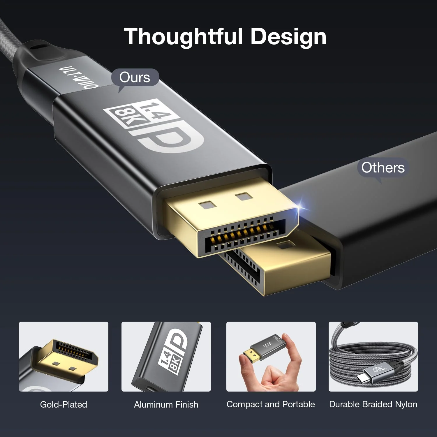 8K@60Hz USB C to DisplayPort 1.4 Adapter and USB C 3.2 Gen2x2 Cable 5FT Suit, Thunderbolt 4 and 5 to DP 1.4 Converter, Compatible with MacBook, iPhone 17/16/15, iPad Pro, S25/S24, Lenovo/HP/Dell/ASUS Adapter + USB C Cable (1.5m) - Image 8