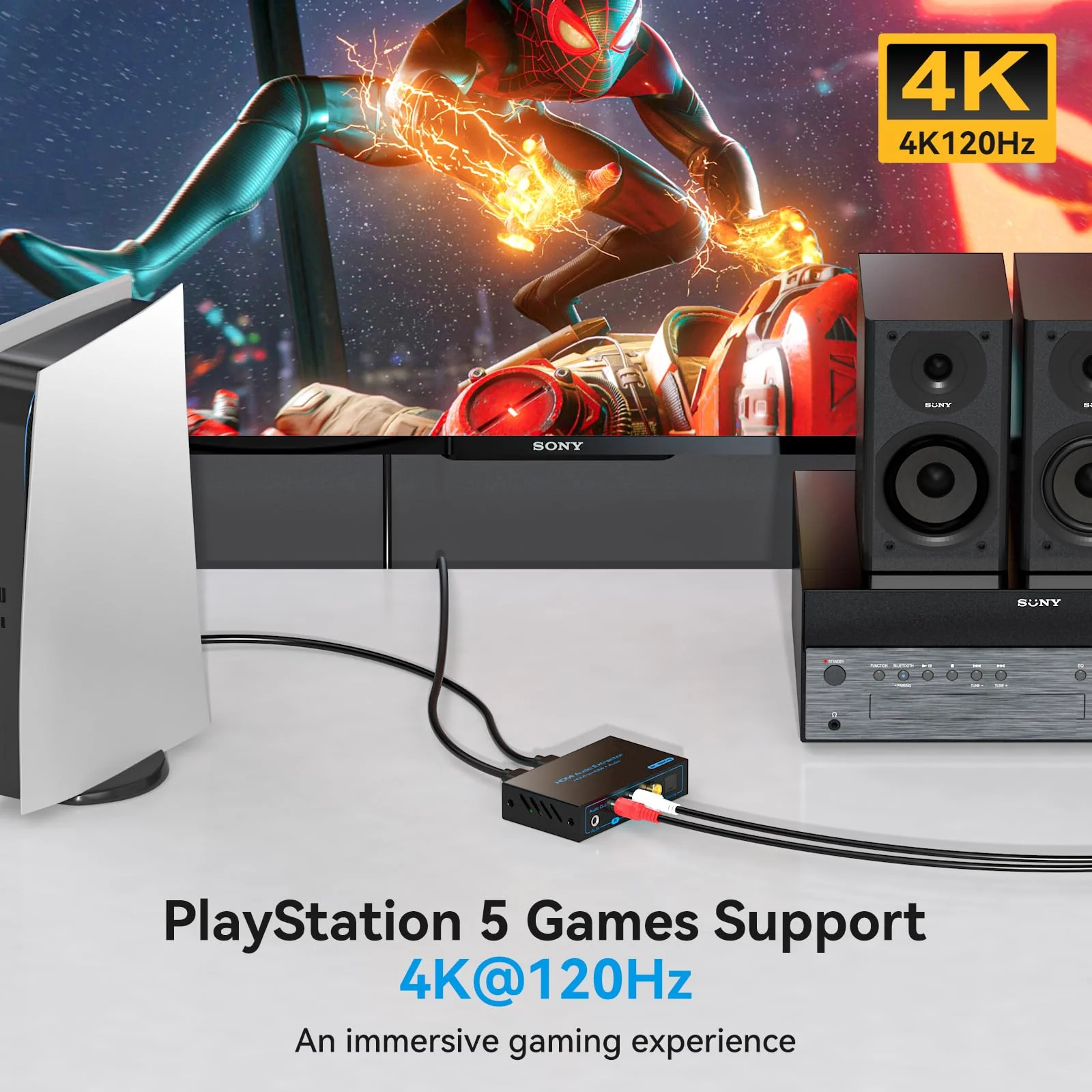8K HDMI 2.1 Audio Extractor 4K@120Hz HDMI to Optical 3.5mm AUX Audio Adapter Splitter Converter Supports HDCP Digital DTS 5.1 PCM for PS4 PS5 Xbox - Image 4