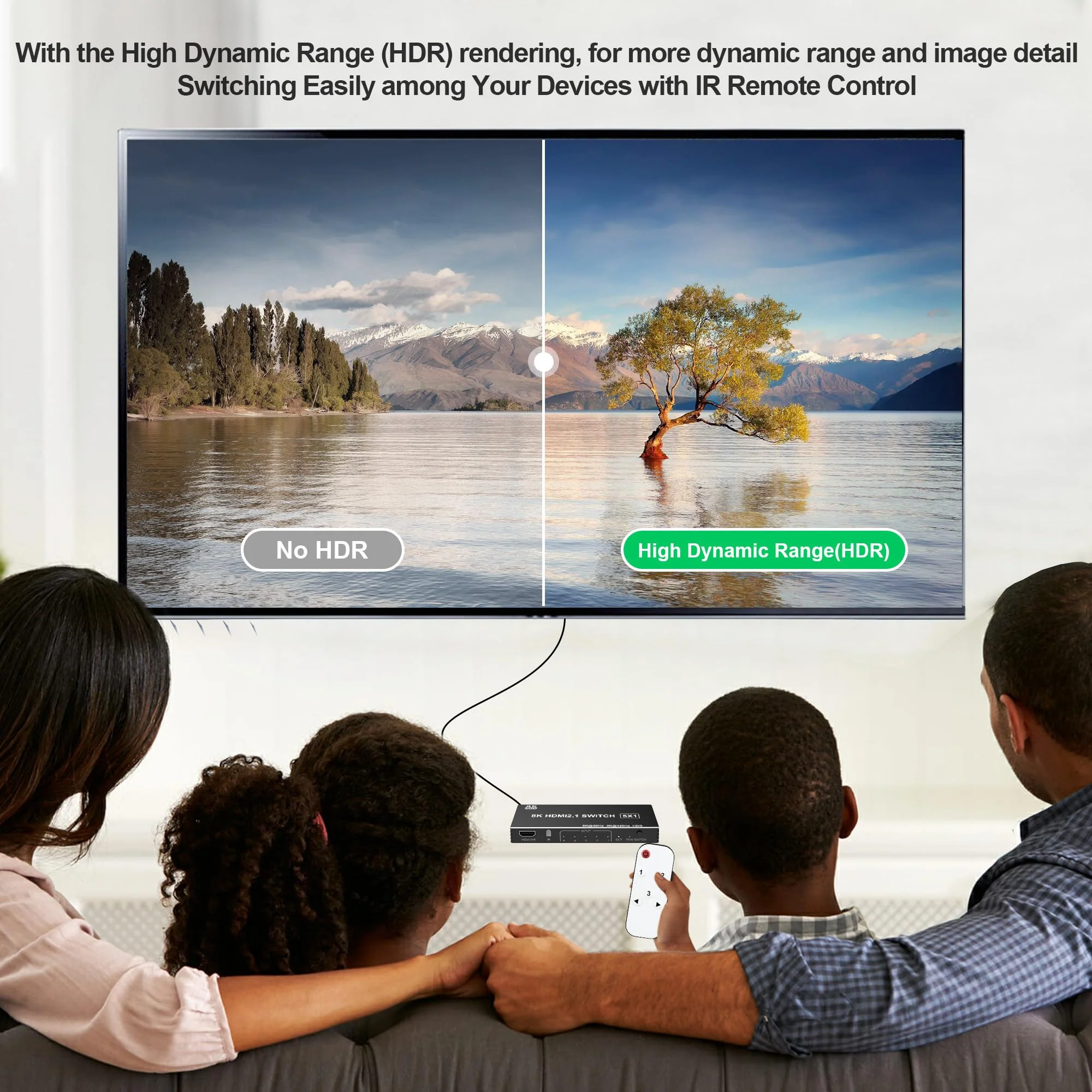 8K HDMI Splitter HDMI Switch 4K 120Hz - 5 in 1 Out hdmi switcher 8K 60Hz 4K 120Hz Splitter with Remote 3D HDR10+ HDCP 2.3 CEC, Use for PS5/4/3 Xbox Nintendo Switch DVD Roku Apple TV Fire Stick PC - Image 7