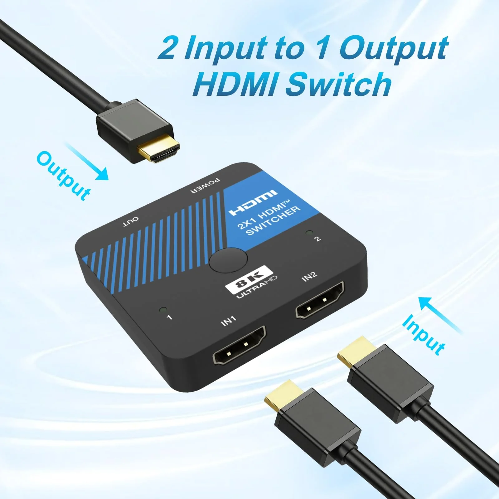 8K HDMI Switch 2 in 1 Out 4K@120Hz HDMI Switcher Support HDR10+, Dolby Vision, VRR, ALLM - Image 2