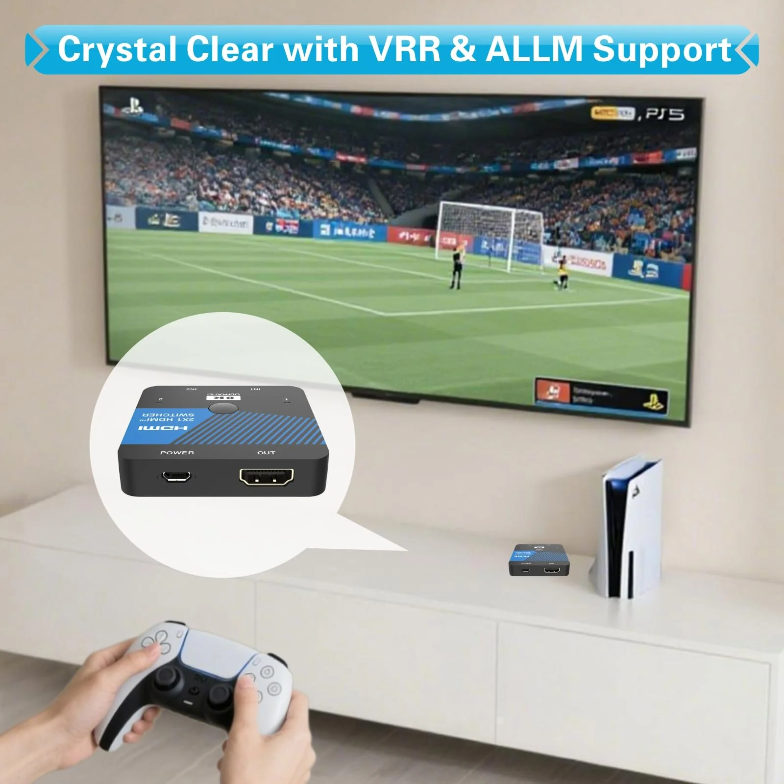 8K HDMI Switch 2 in 1 Out 4K@120Hz HDMI Switcher Support HDR10+, Dolby Vision, VRR, ALLM - Image 5