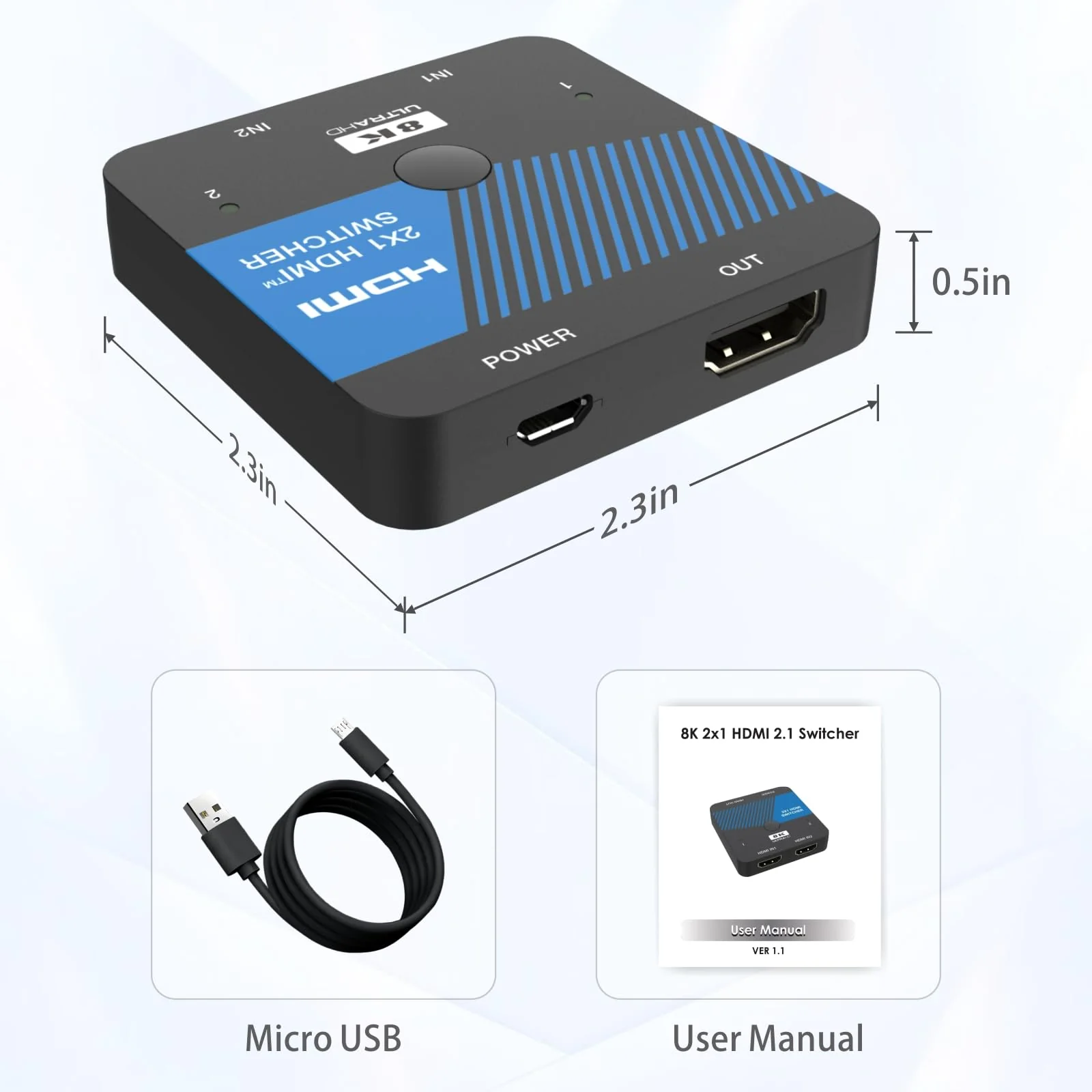 8K HDMI Switch 2 in 1 Out 4K@120Hz HDMI Switcher Support HDR10+, Dolby Vision, VRR, ALLM - Image 7