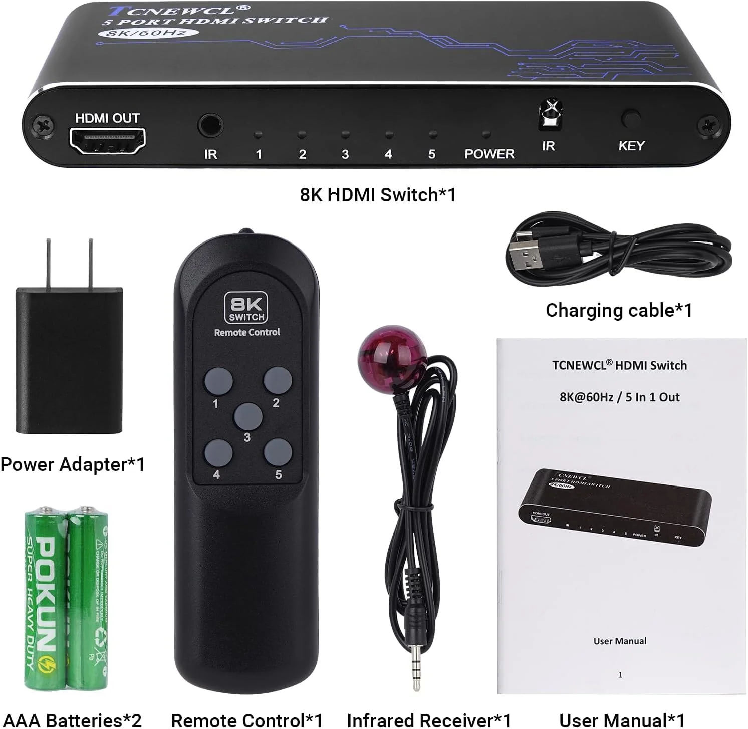 8K HDMI Switch 5 in 1 Out, HDMI Hub 8K@60Hz 4K@120Hz, HDMI 2.1 Selector Compatible with PS5 PS4 Xbox PC - Image 7