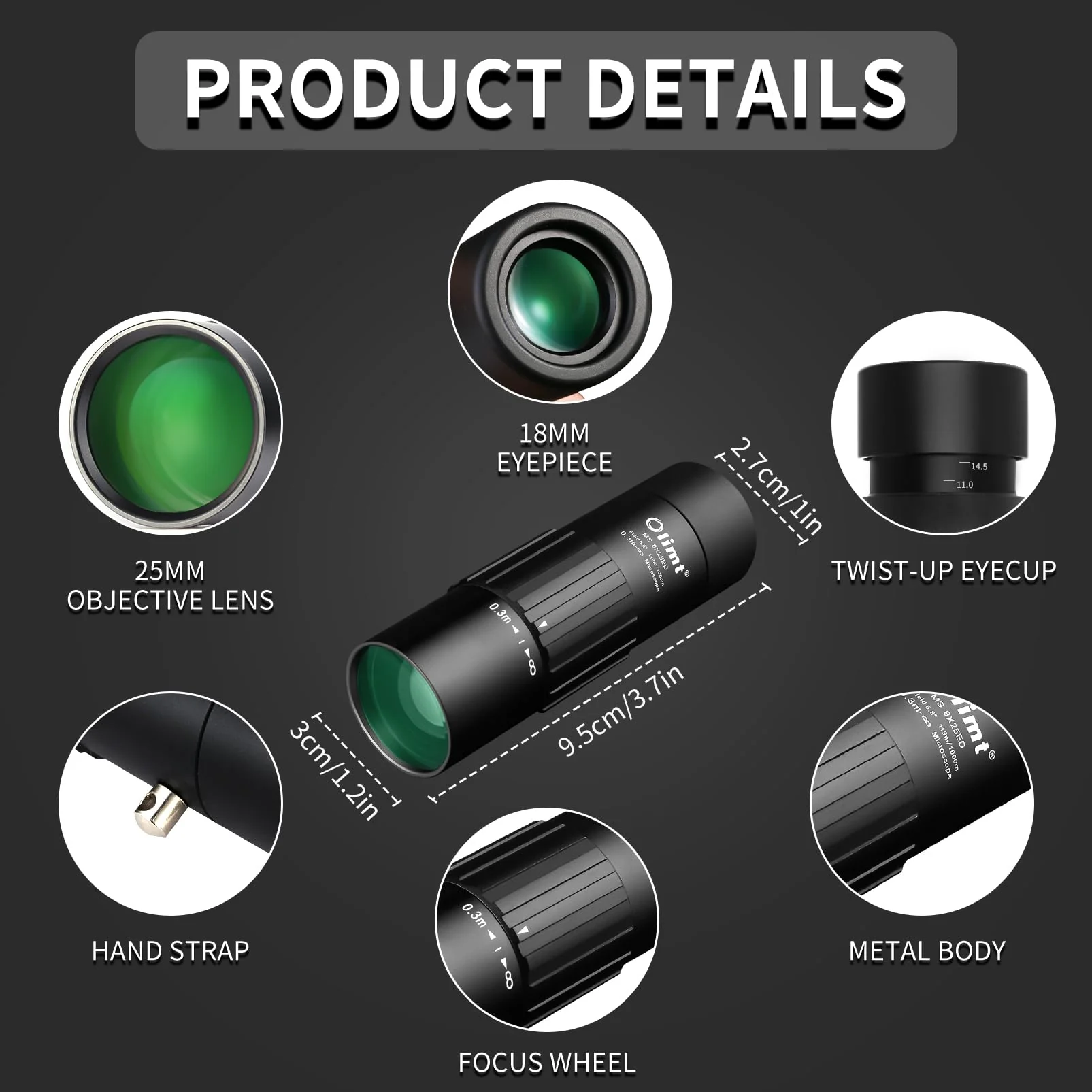 8x25 Monocular Telescope Mini Pocket Monocular Compact Monoculars for Adults 8X25 Black 1 - Image 2