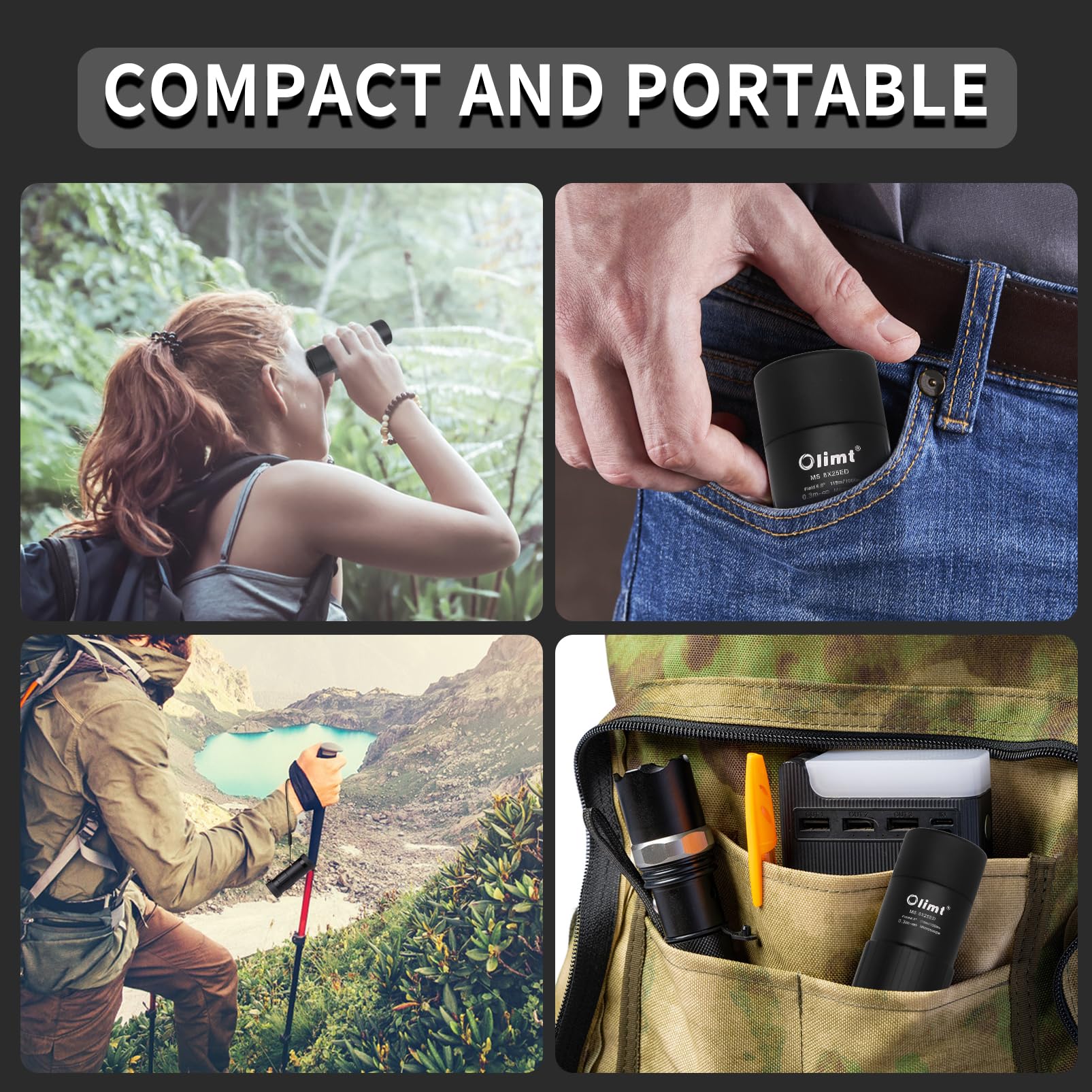 8x25 Monocular Telescope Mini Pocket Monocular Compact Monoculars for Adults 8X25 Black 1 - Image 5