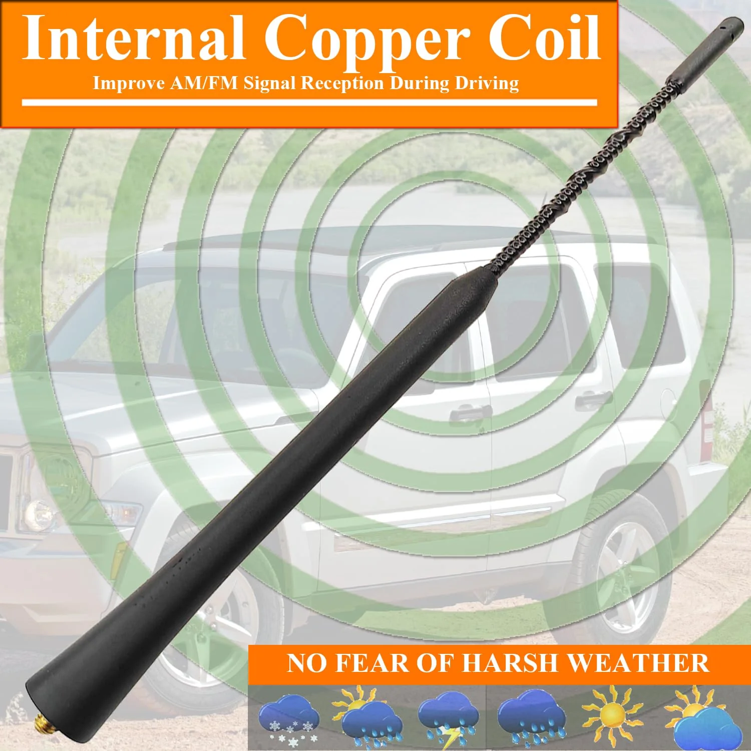 9 Inch Antenna for Jeep Liberty (2008-2010), Jeep Liberty Antenna, Flexible Rubber Antenna Replacement Mast for Jeep Liberty 2008 2009 2010 - Image 6