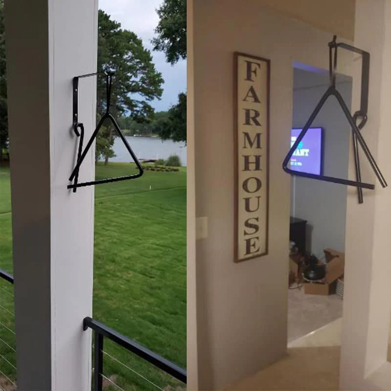 9 Inch Triangle Dinner Bell Hunging Bell Percussion Triangle bell With Striker outdoor bell Wall outside Bell Bracket Mounts indoor Steel Bell - Image 7