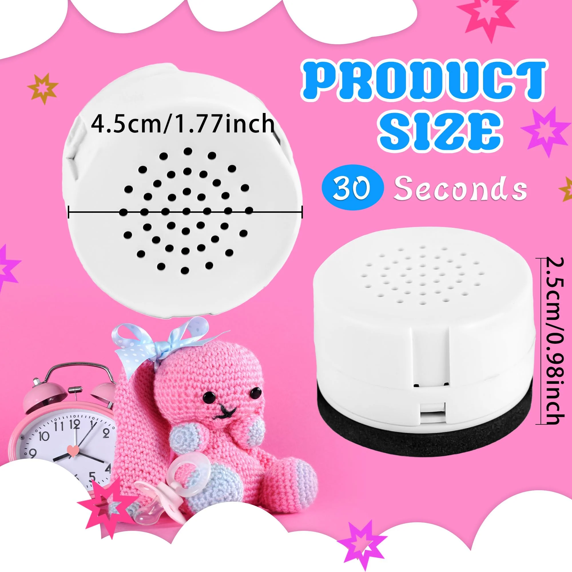 9 Pcs Voice Recorder Recordable Sound Module for Stuffed Animal Bear Doll Plush Toy Pillow Device Record Custom Message Music Recording Button Box DIY Crafts Birthday (30 Seconds) 30 Seconds - Image 2