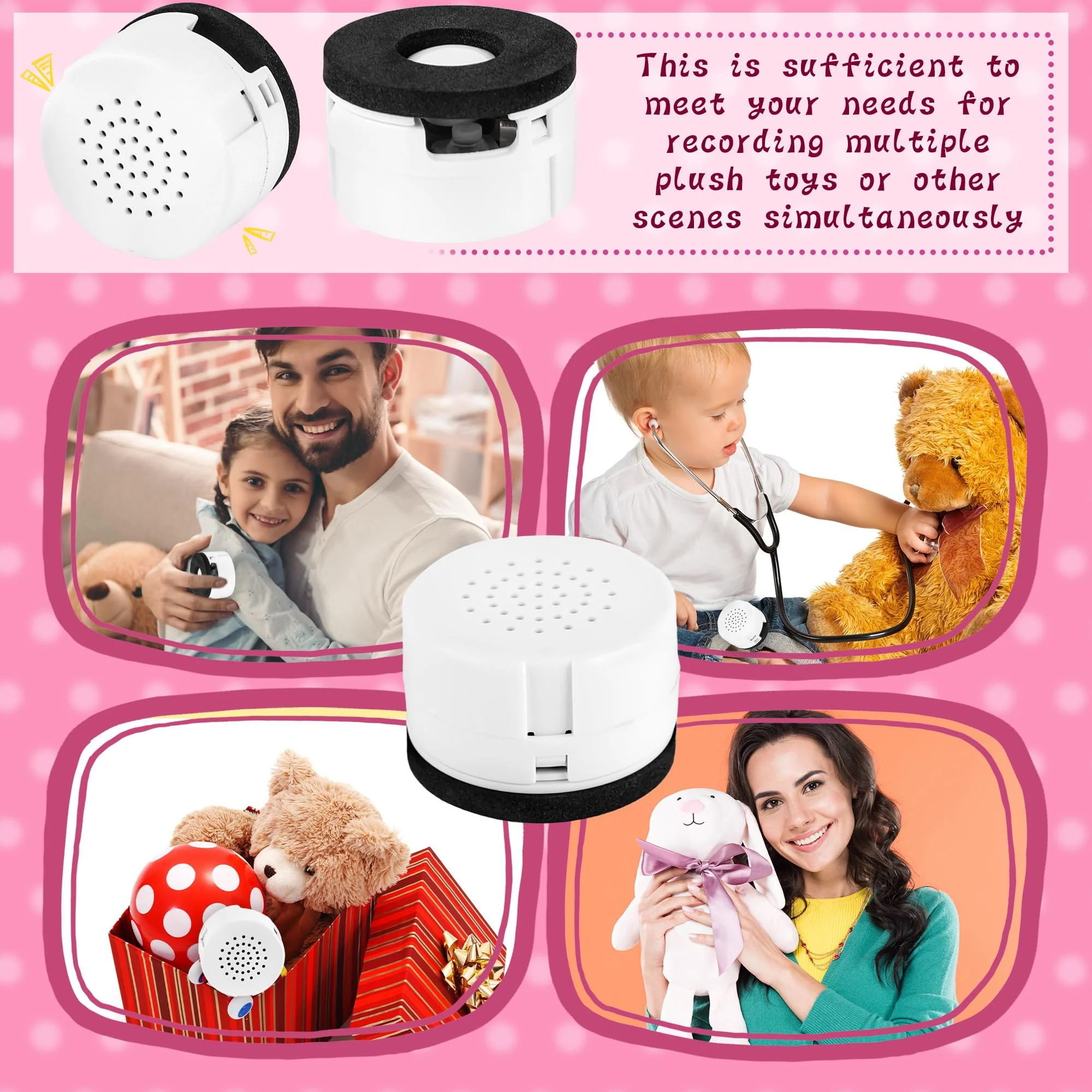 9 Pcs Voice Recorder Recordable Sound Module for Stuffed Animal Bear Doll Plush Toy Pillow Device Record Custom Message Music Recording Button Box DIY Crafts Birthday (60 Seconds) 60 Seconds - Image 4
