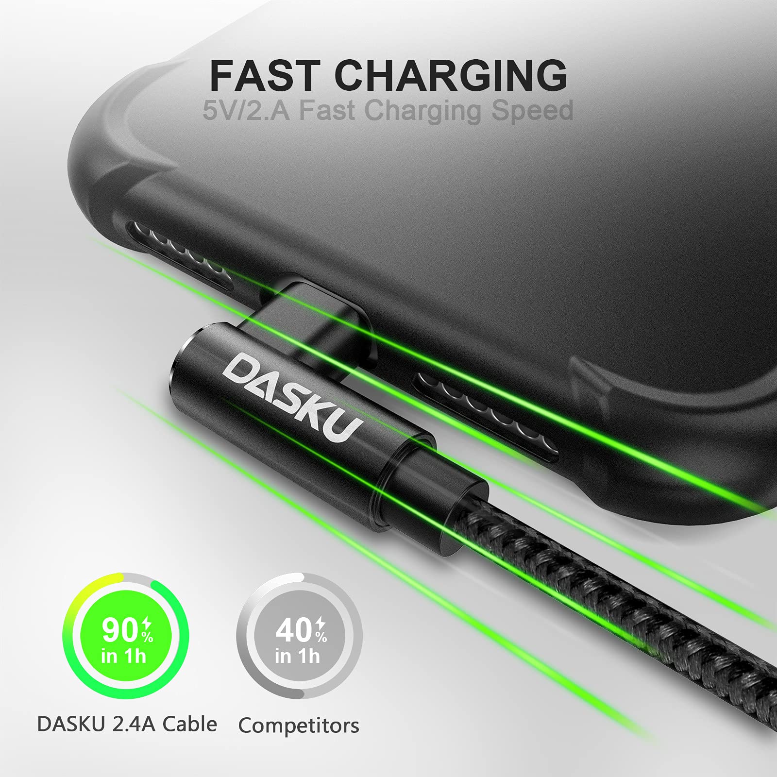 90 Degree iPhone Charging Cable 2Pack 10ft Right Angle Nylon Braided Lightning Charger Cord Compatible with iPhone 14 13 12 11 Pro Max XS XR X 8 7 6 5 Plus iPad（Black） USB-A Black - Image 2