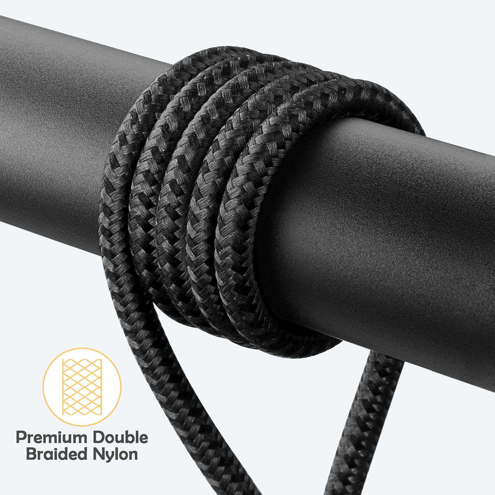 90 Degree iPhone Charging Cable 2Pack 10ft Right Angle Nylon Braided Lightning Charger Cord Compatible with iPhone 14 13 12 11 Pro Max XS XR X 8 7 6 5 Plus iPad（Black） USB-A Black - Image 5