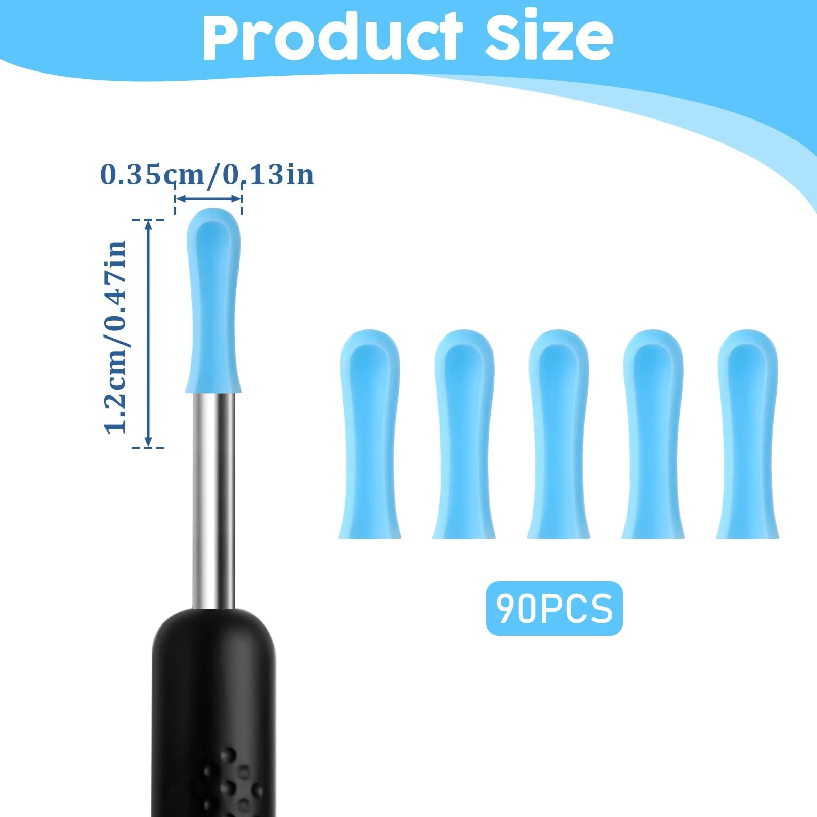 90 Pieces Silicone Ear Cleaner Head for Earwax Remover Ear Spoon Accessories for Ear Wax Removal Hearwax Remover Replacement Tip Interchangeable Tips for Ear Cleaner Smooth Soft EarCleaner Accessories - Image 2