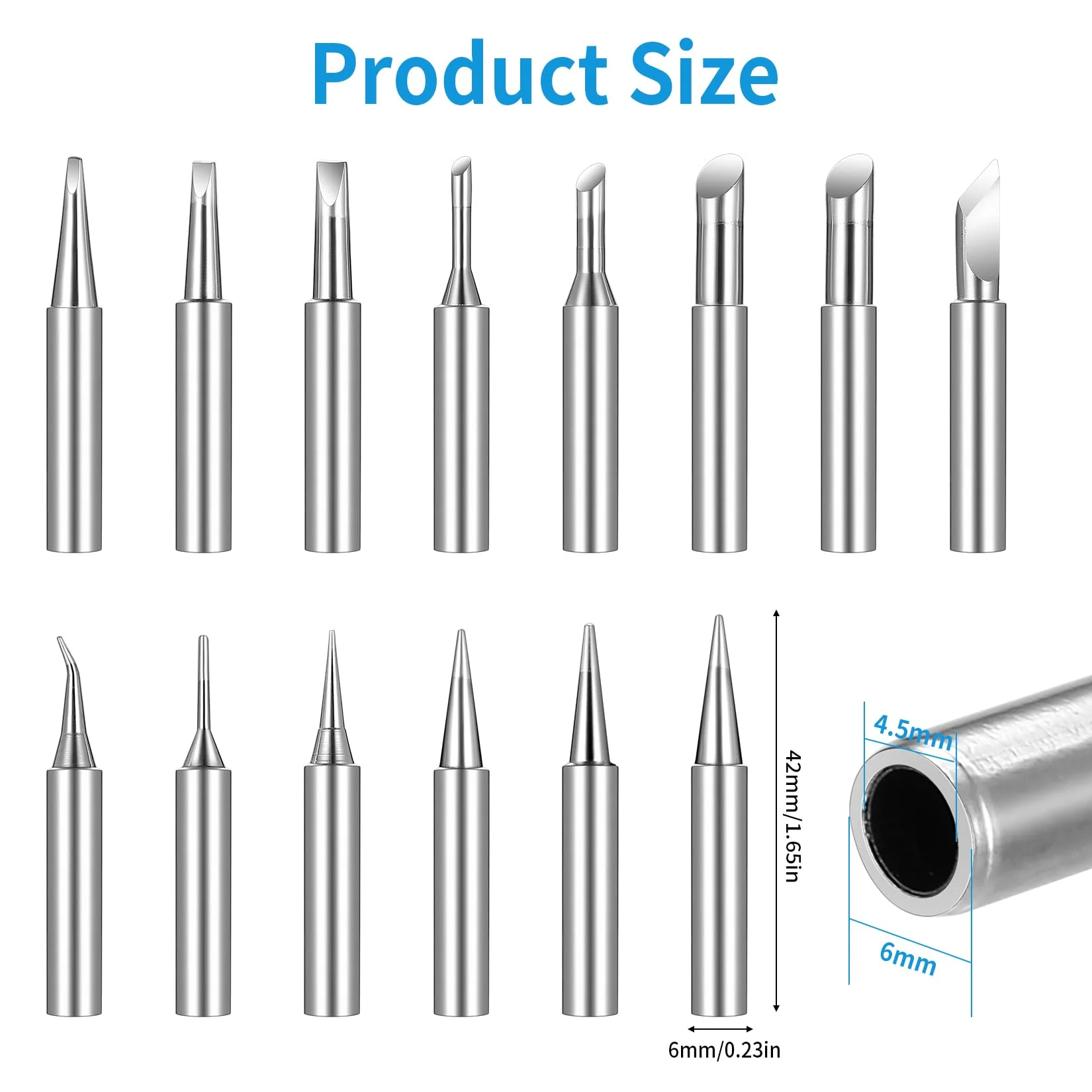 900M Soldering Tips, 14-Piece Soldering Iron Tips Set, Replacement Soldering Tips Set, Welding Tips for Soldering Stations, Compatible with Hakko Yihua Atten More, Soldering Iron Replacement Welding - Image 2
