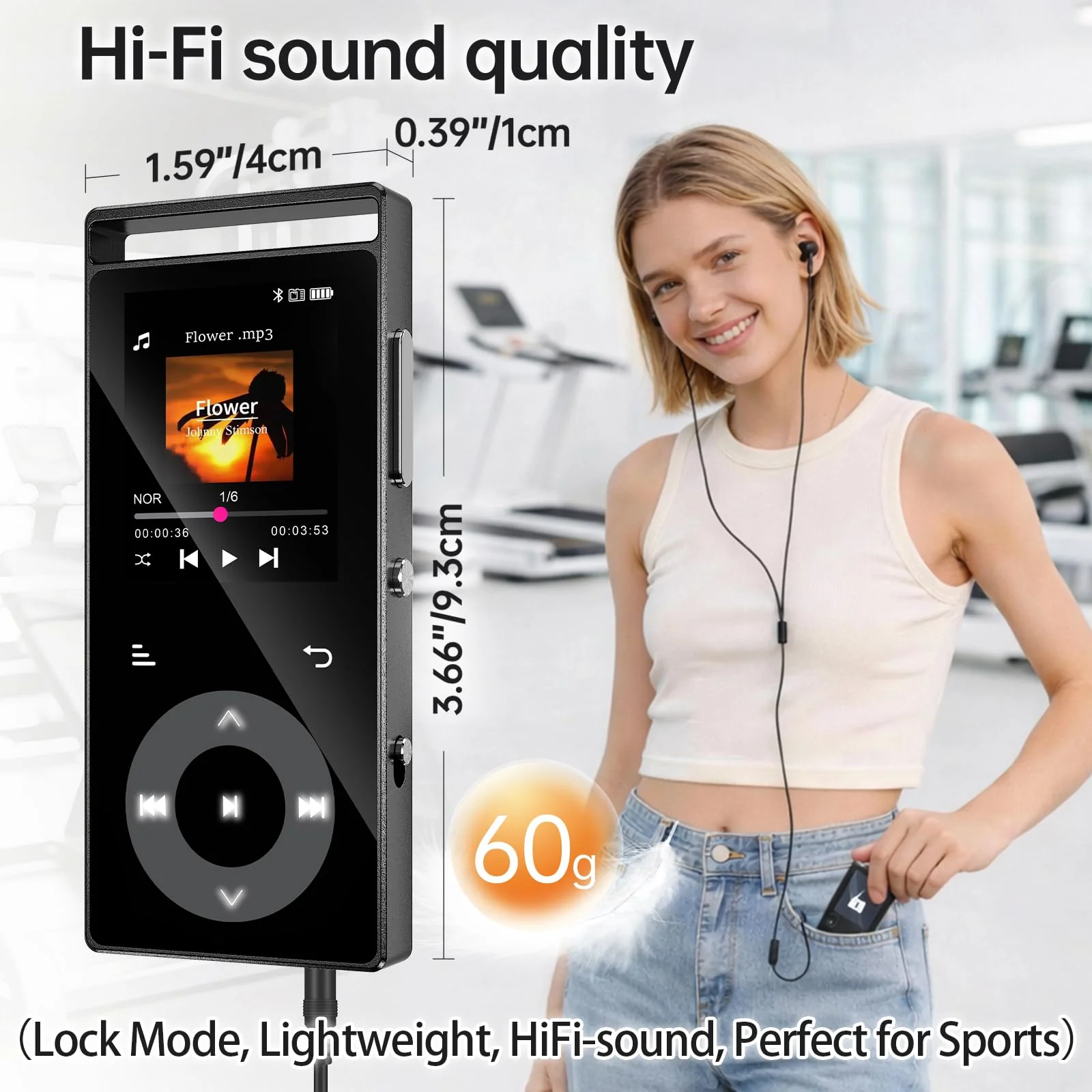 90G MP3 Player with Bluetooth 5.3, MP3 Players Build-in Touch Buttons, E-Book, Color Screen, HiFi Sound Portable Music Player for Kids,Supports up to 128GB, Earphones Included (Black) Black - Image 4