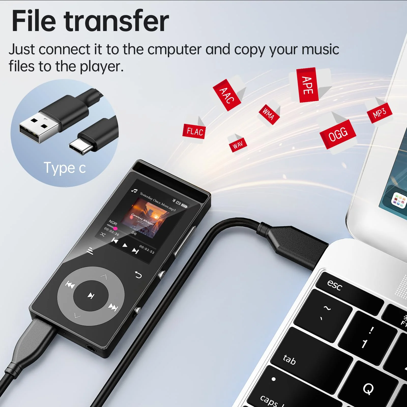 90G MP3 Player with Bluetooth 5.3, MP3 Players Build-in Touch Buttons, E-Book, Color Screen, HiFi Sound Portable Music Player for Kids,Supports up to 128GB, Earphones Included (Black) Black - Image 8