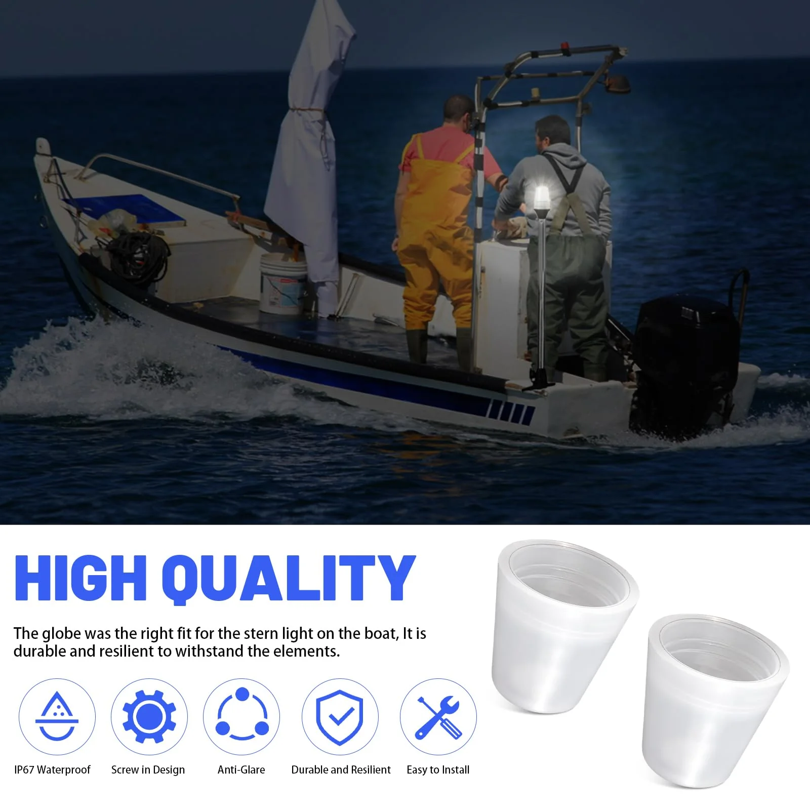 91017B7 Replacement Boat Stern Light Cover Lens Cap Compatible with Attwood Boat Anchor Light Cover, fit All-Round Light Screw-On Replacement Globe, Navigation Light Accessory Rear Boat Light Cover -2 - Image 5