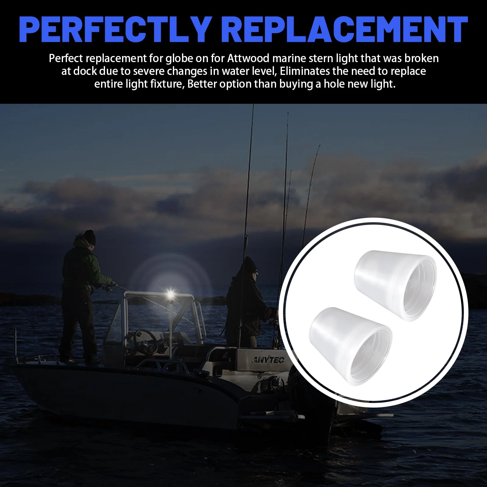 91017B7 Replacement Boat Stern Light Cover Lens Cap Compatible with Attwood Boat Anchor Light Cover, fit All-Round Light Screw-On Replacement Globe, Navigation Light Accessory Rear Boat Light Cover -2 - Image 7