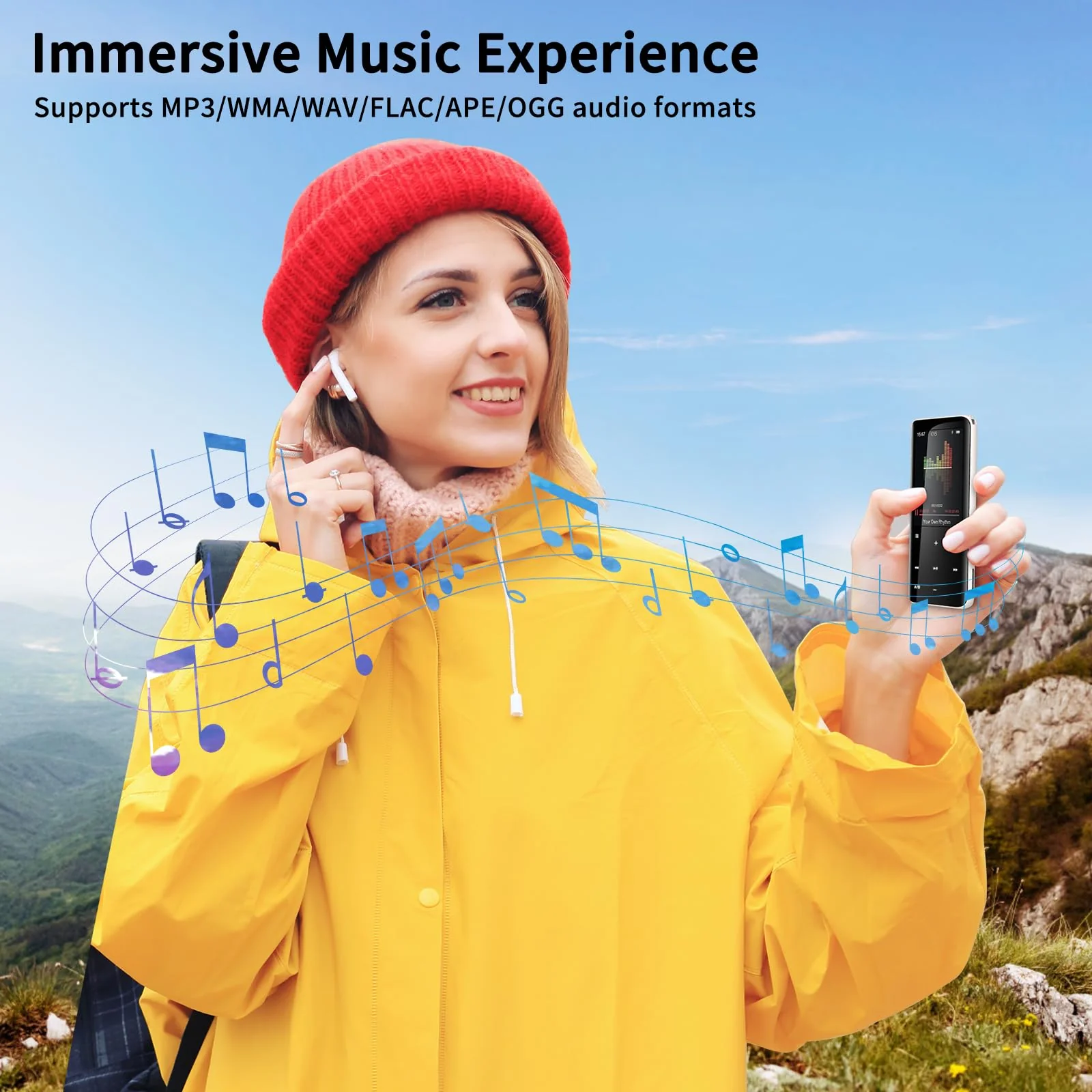 96GB MP3 Players, Music Player with Bluetooth 5.2, Volorful HiFi MP3 Digital Audio Players with HD Speaker, Mini Portable MP3 Player for Kids, Hiking, Traveling, Sports, FM Radio, Recorder (96GB) 96GB - Image 4