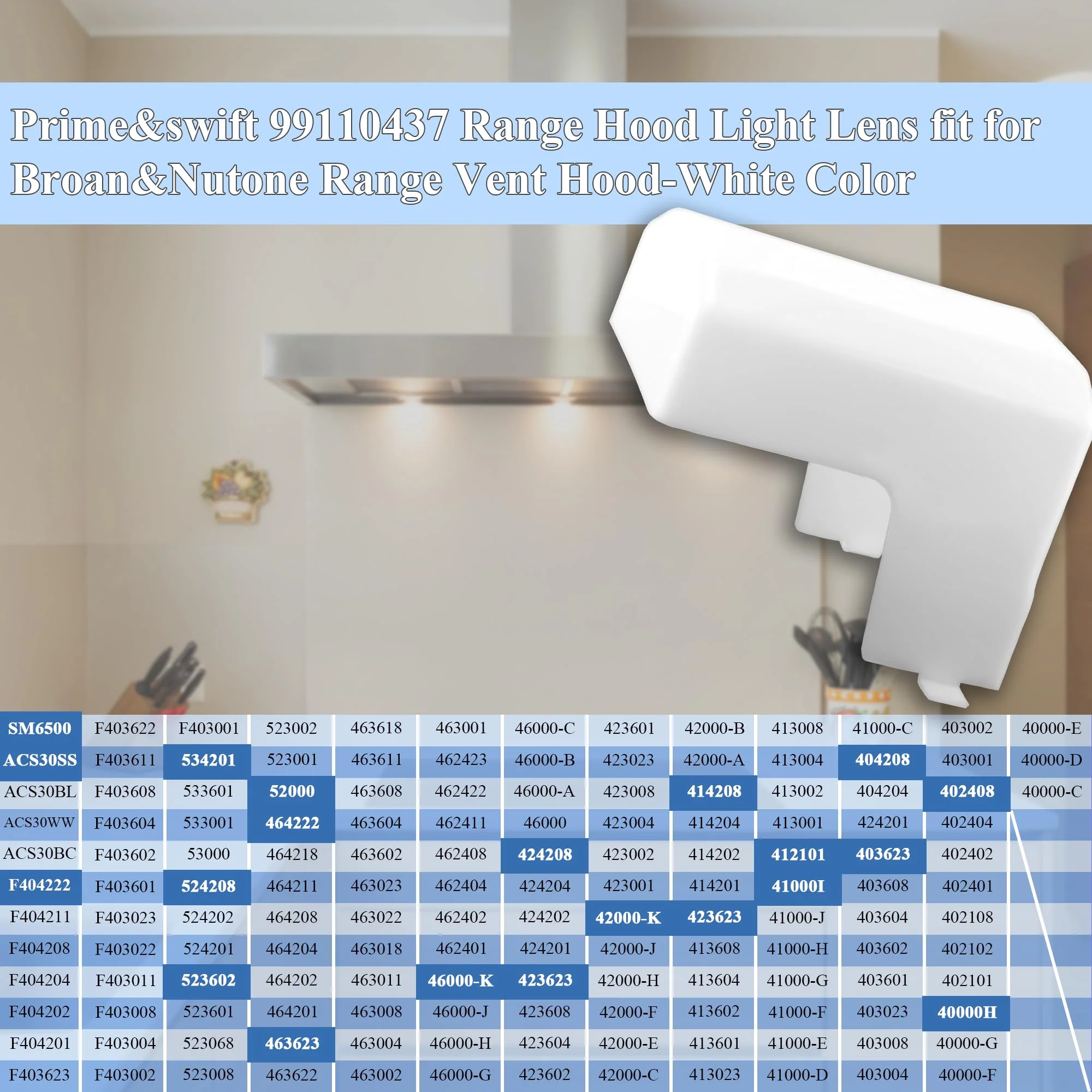 99110437 Range Hood Light Cover fit for Broan Nutone 41000 40000 42000 45000 BP43 S99110437 99110437 fit for Broan Range Hood Light Cover prime&swift - Image 2