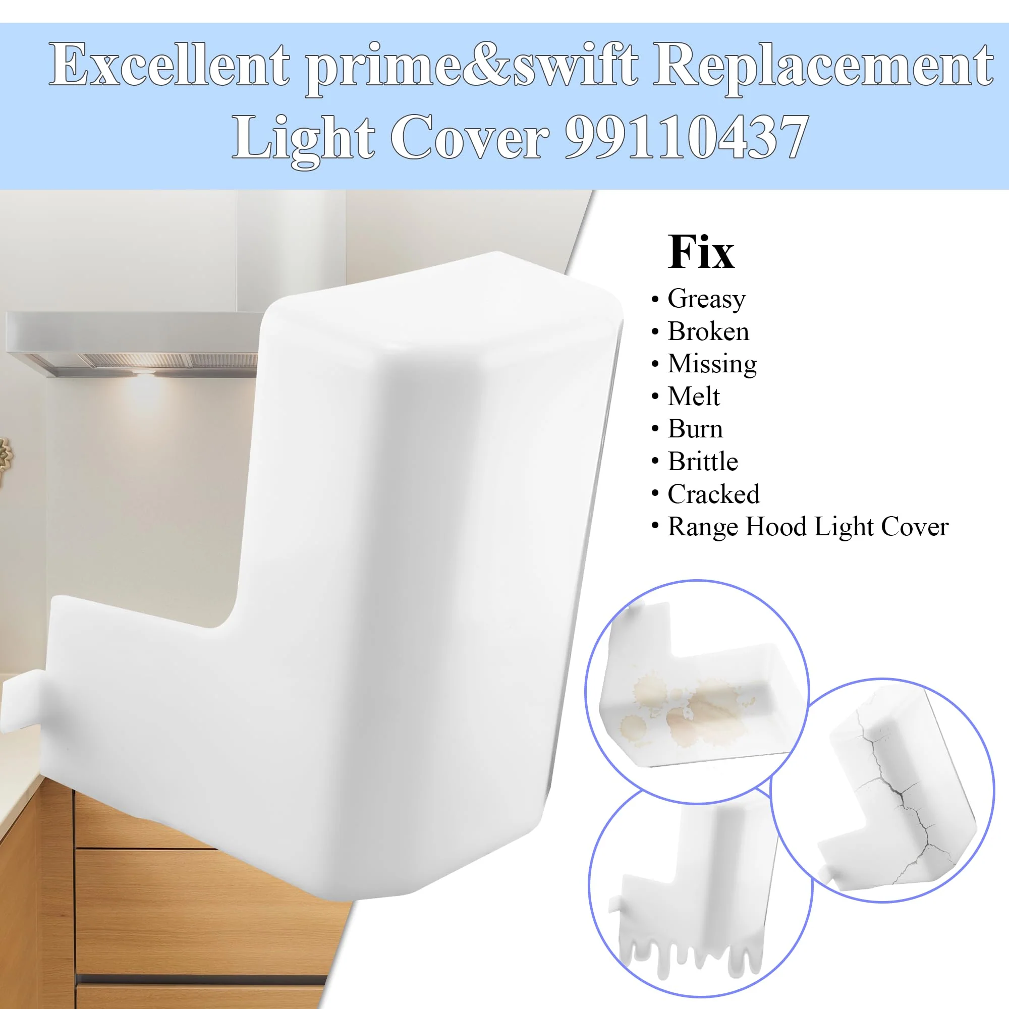 99110437 Range Hood Light Cover fit for Broan Nutone 41000 40000 42000 45000 BP43 S99110437 99110437 fit for Broan Range Hood Light Cover prime&swift - Image 5