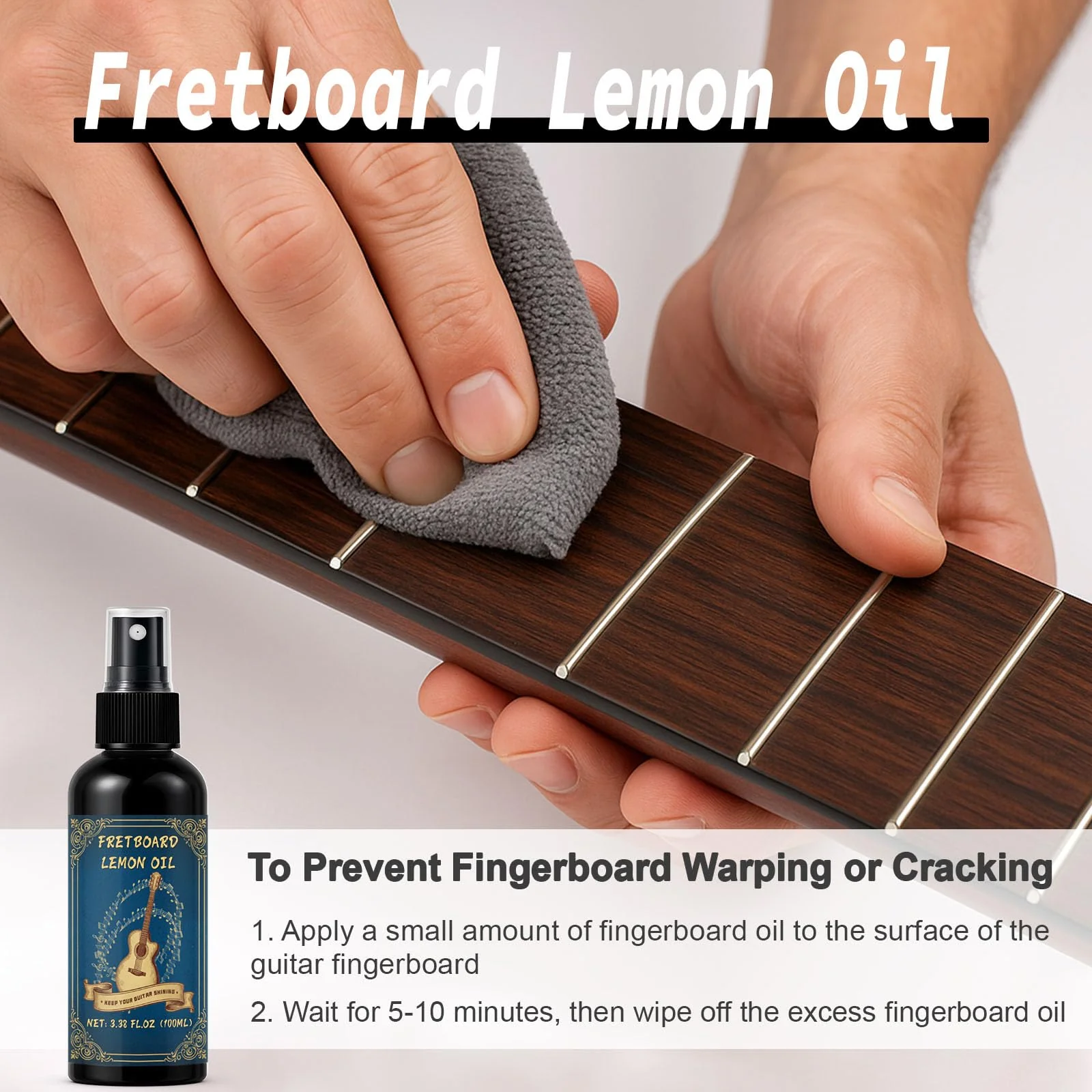 9pcs Guitar Cleaning Kit with Fret Polish, Guitar Cleaner Prevents Wear, Fading, and Cracking, While Keeping Your Instrument in Its Best Appearance and Sound Quality at All Times - Image 2