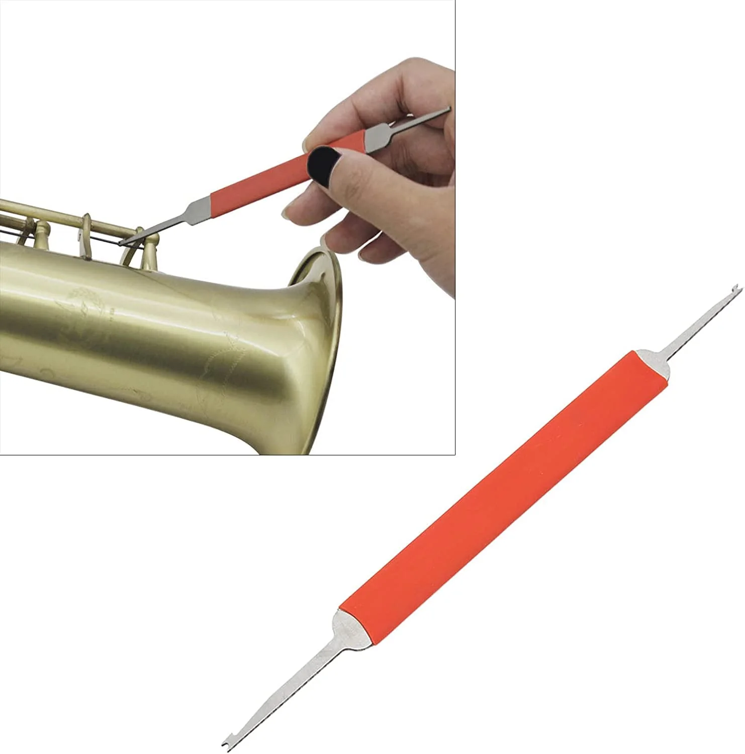9PCS Saxophone Repair Tool Woodwind Instrument Maintanance Kit Stainless Steel Key Cover Adjusting Spring Hook Trimming Tool Reverse Tweezers Set for Sax Clarinet Oboe Flute Piccolo - Image 5